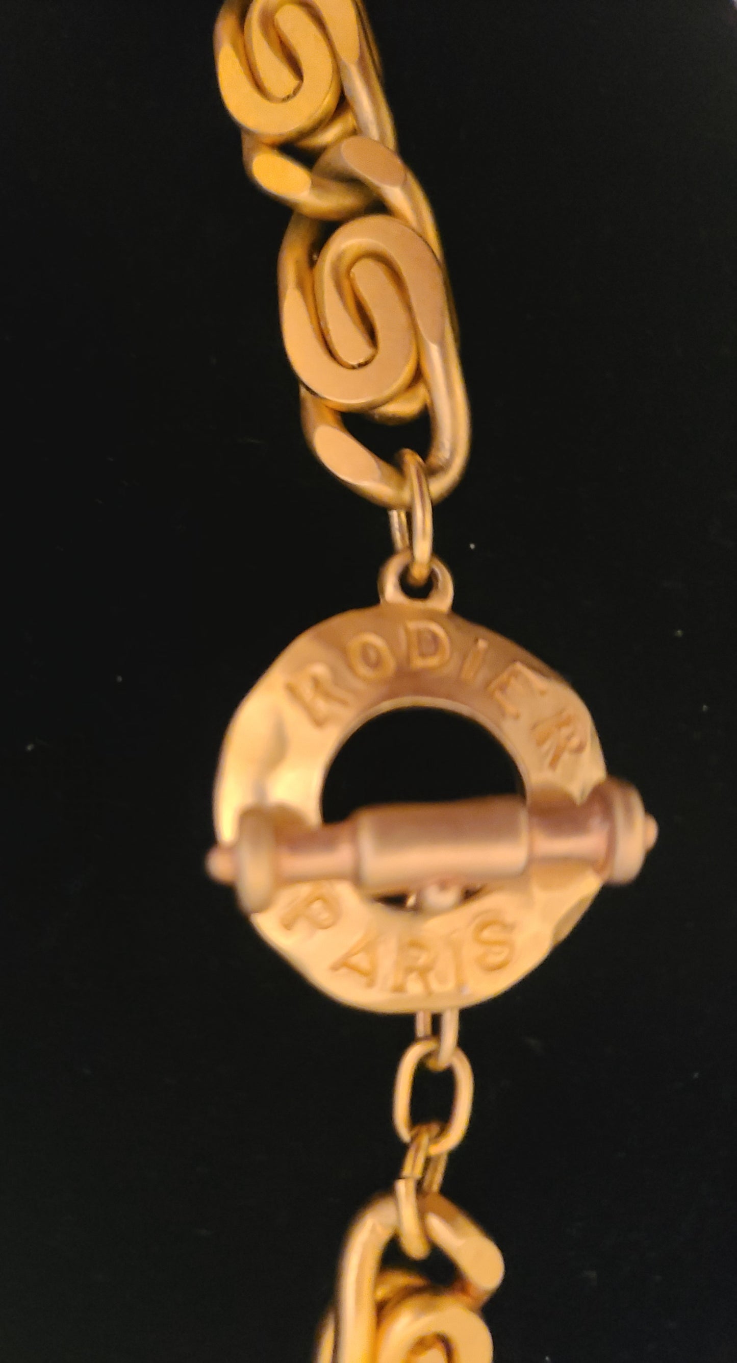 Vintage Rodier Paris Flat Link Gold Tone Chain