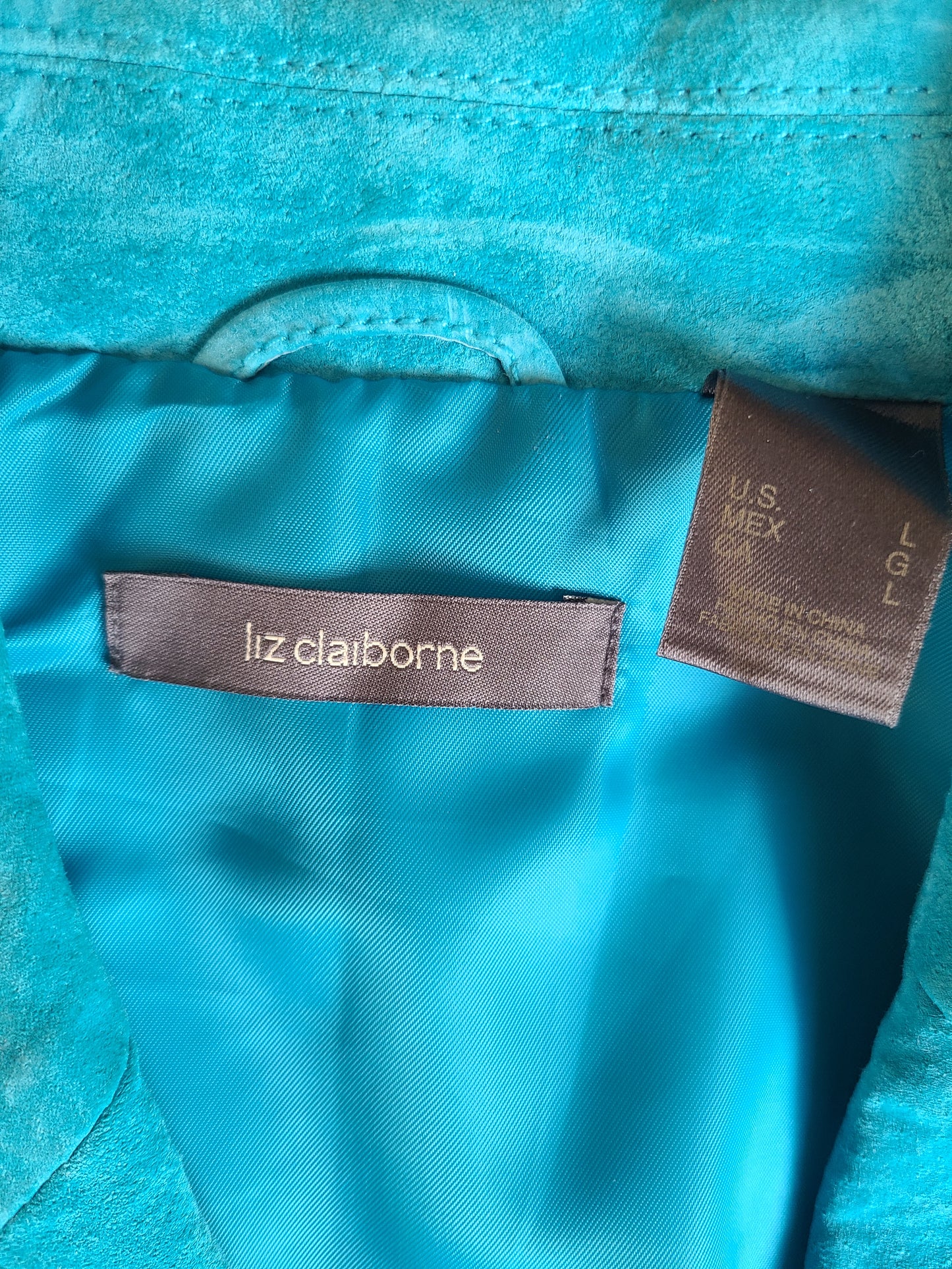 Liz Clairborne Brand Sky Blue Suede Jacket | Size Large