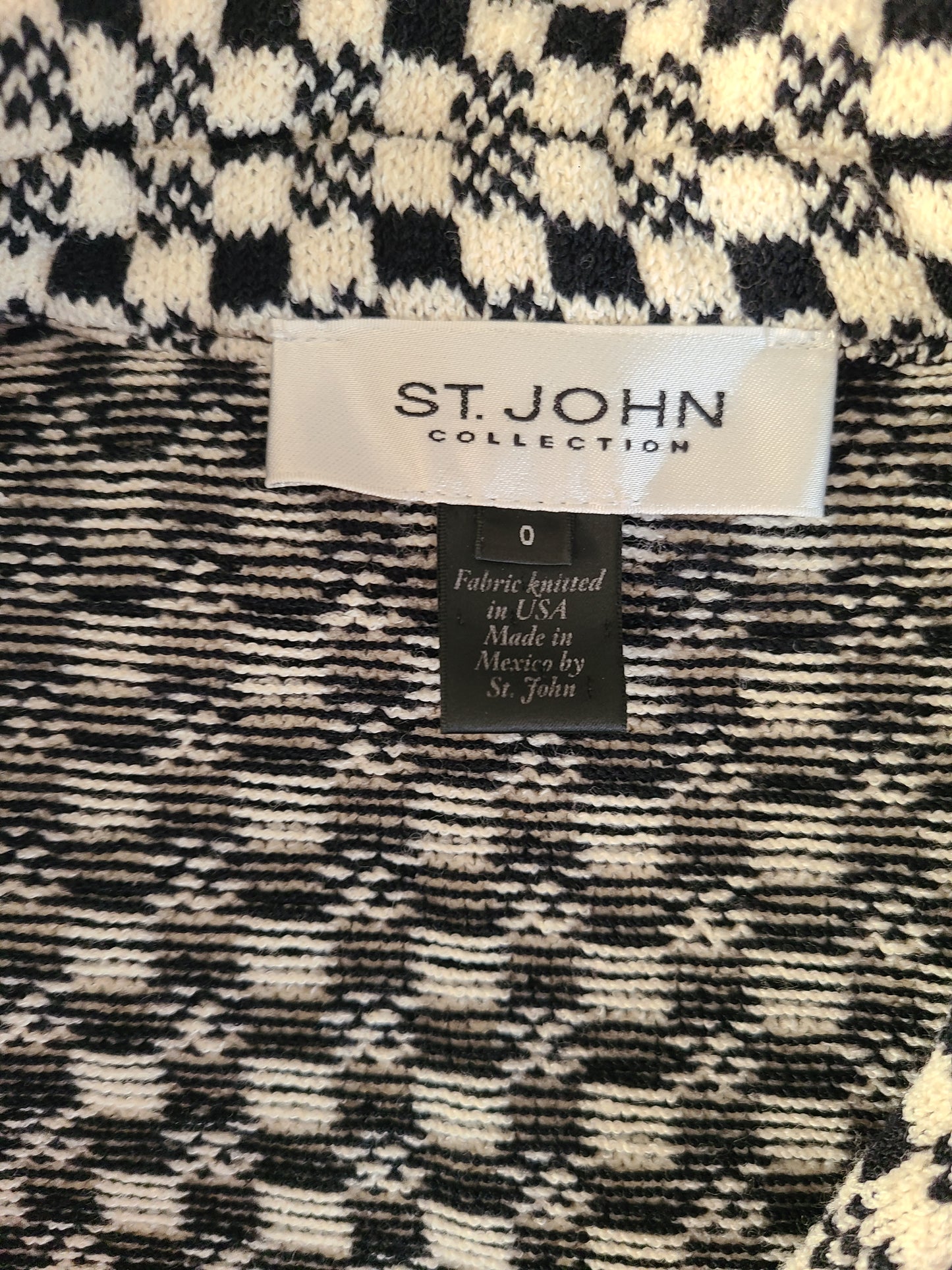 St. John Brand Checkerboard Print Black and White Sweater Blazer | Size 0