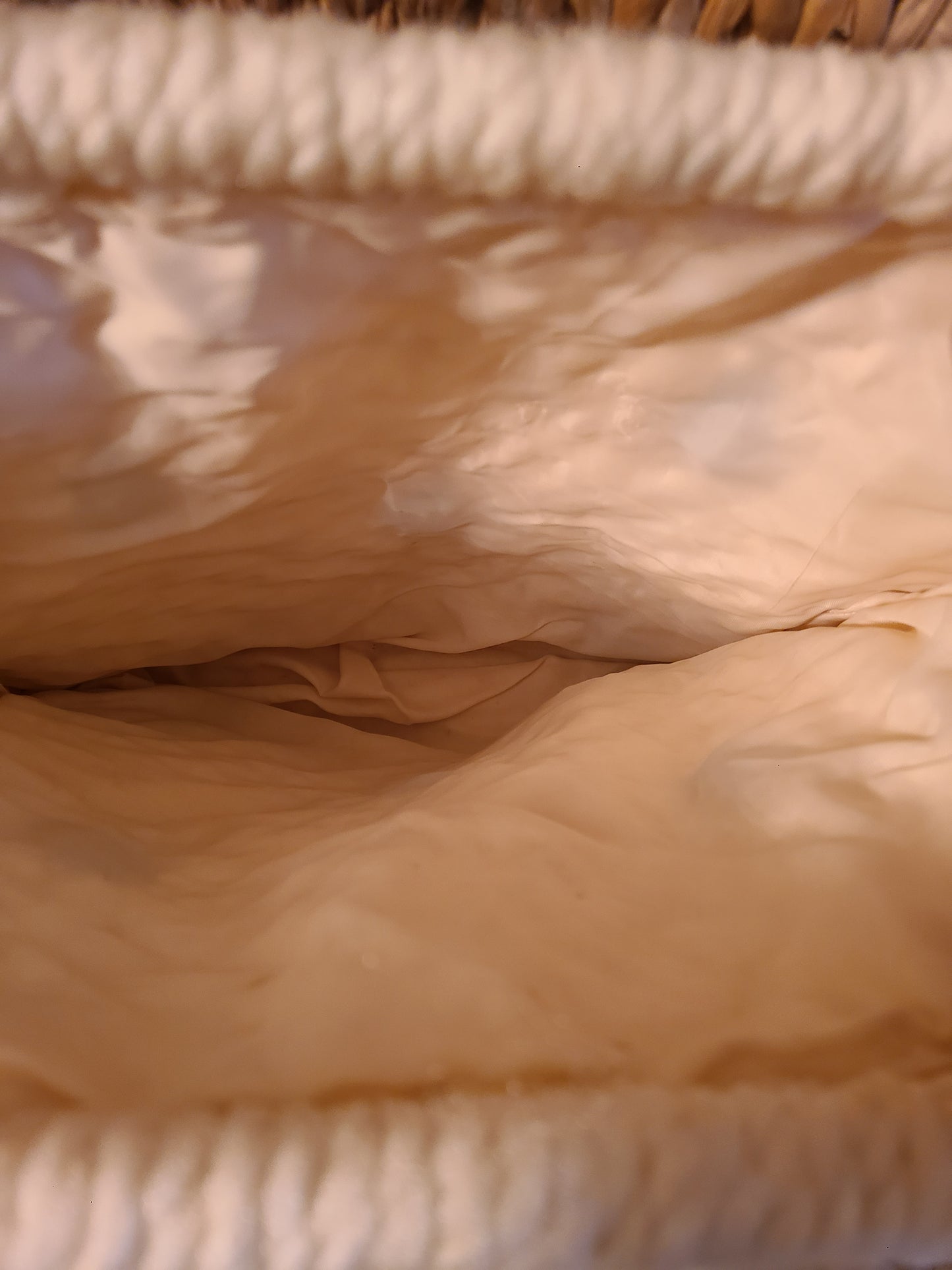 Vintage Boho Crochet White and Wood Bead Accent Shoulder Bag