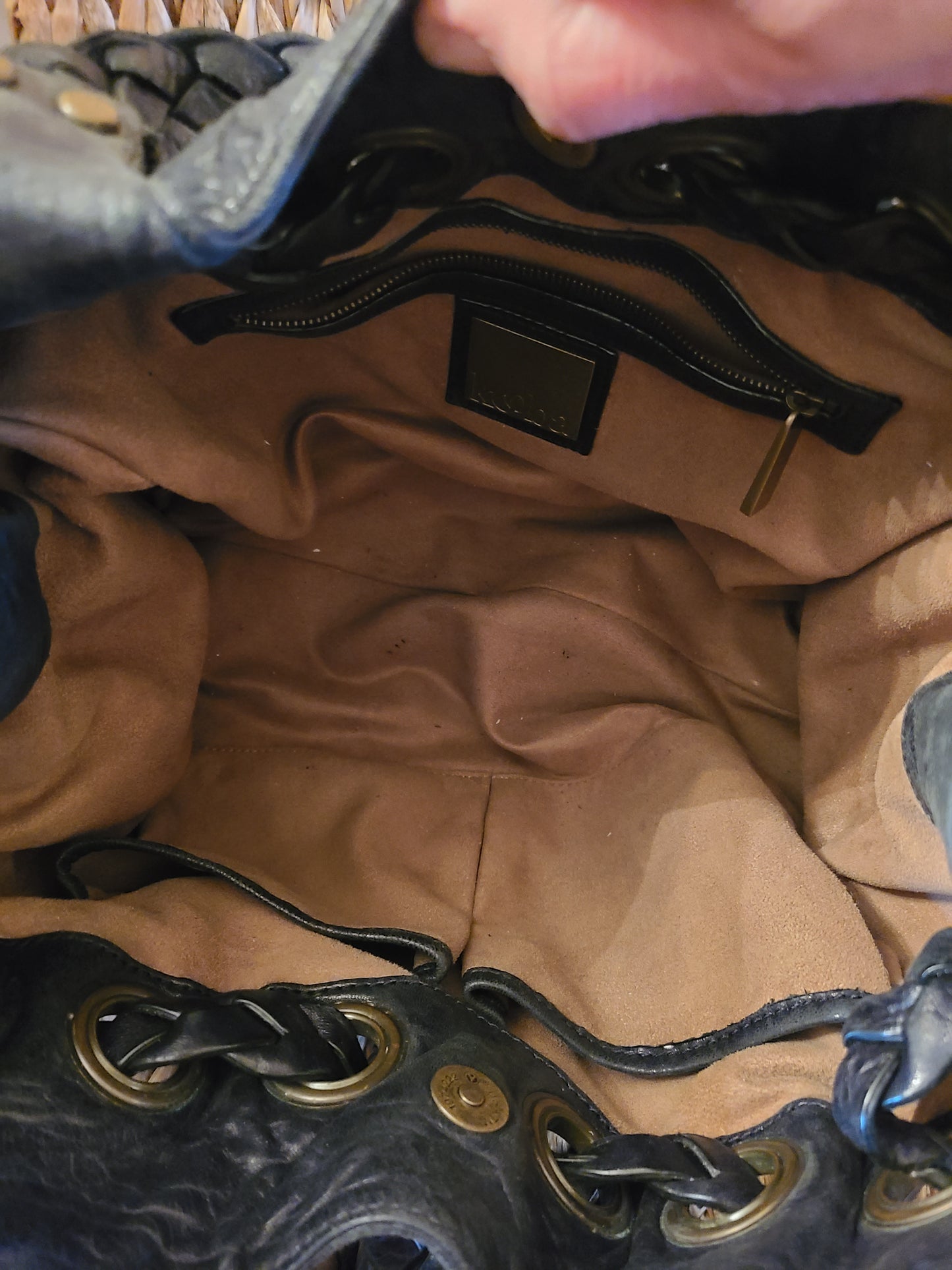 Vintage Kooba Black Leather Boho Shoulder Bag