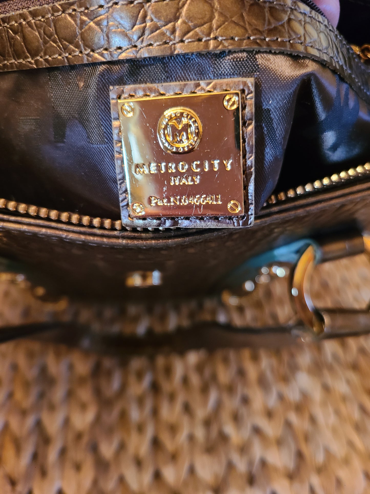 Metrocity Brand Bronze Leather Handbag