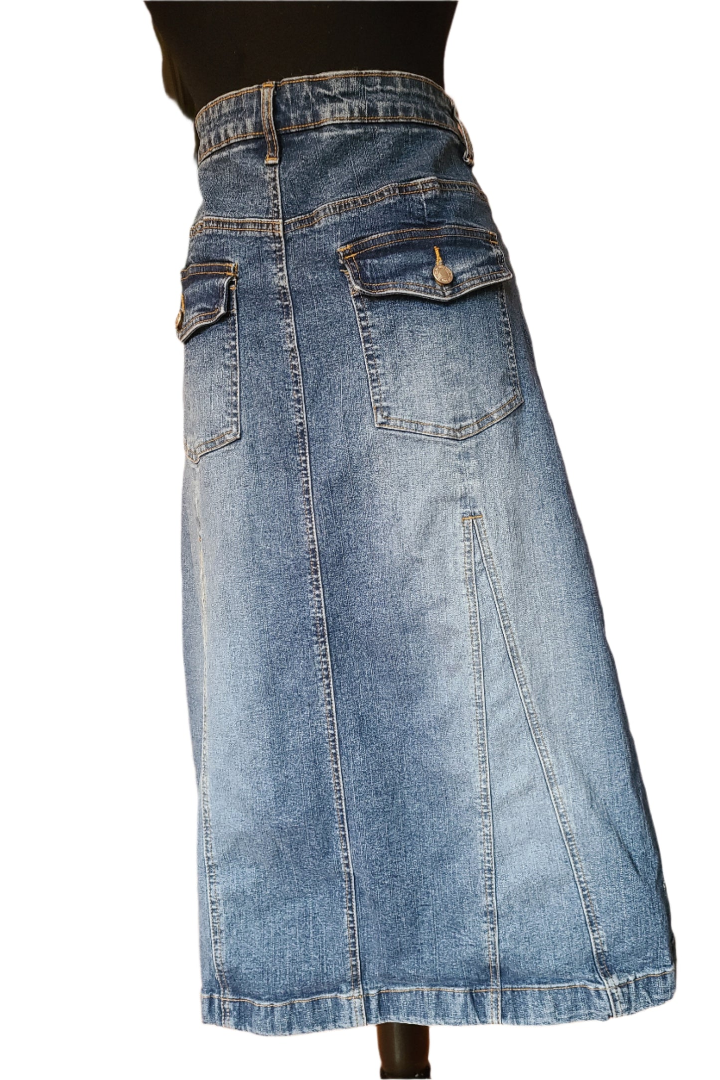 Vintage ACCESS 3998 A-Line Denim Midi Skirt - Size 8