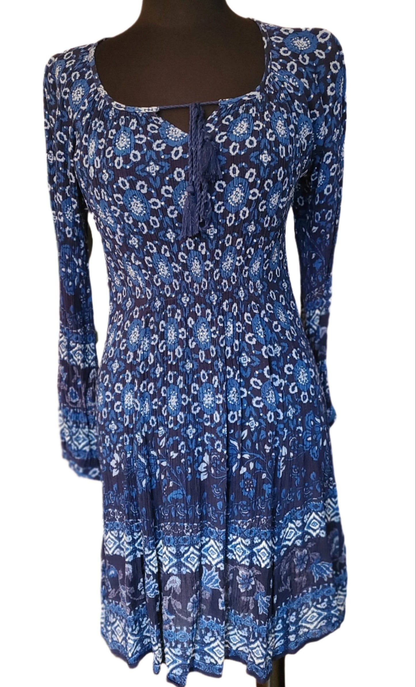 Lapogee Cotton Batik Scoop Neck Dress | Size M