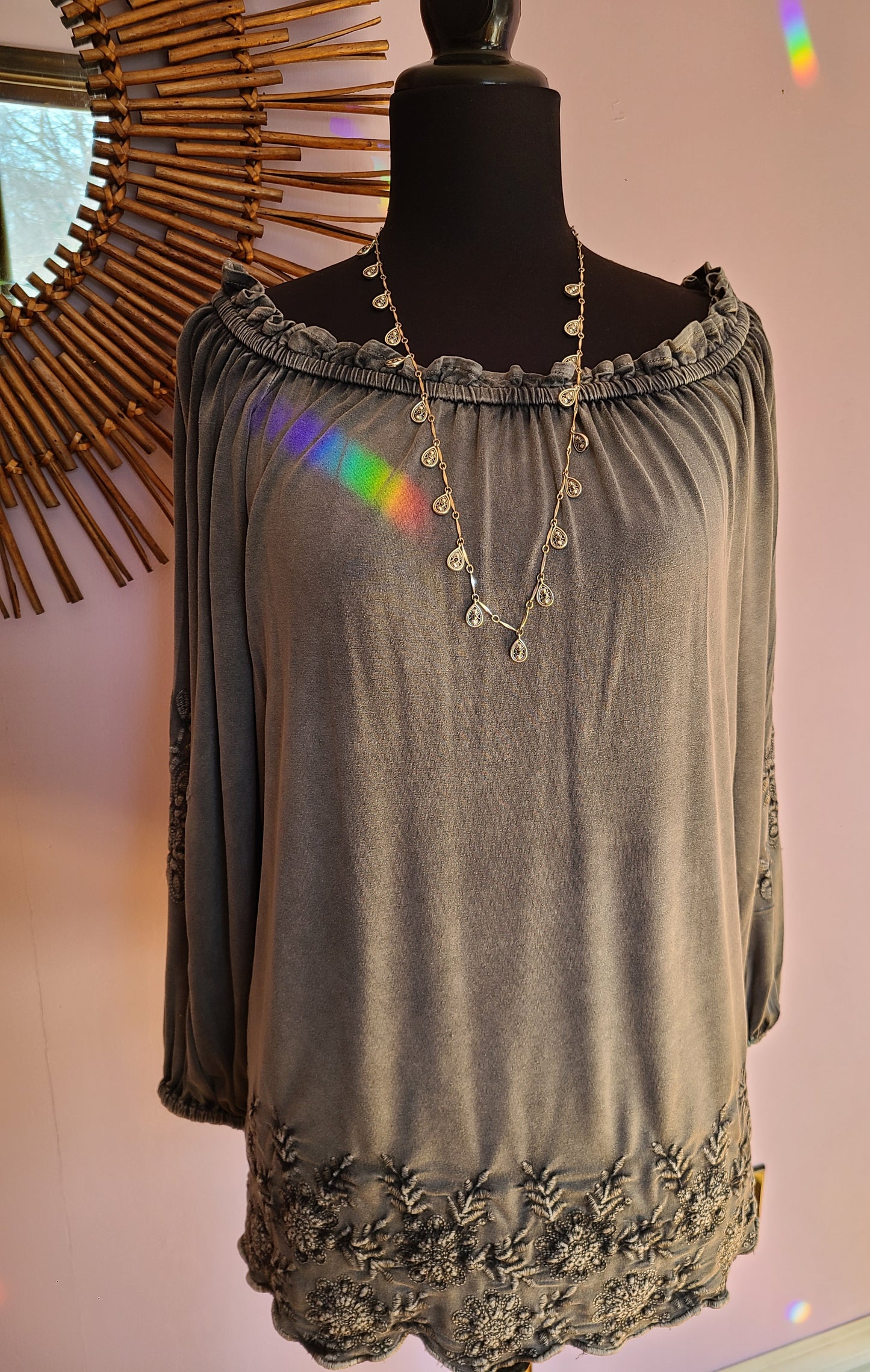 NWT | Solitaire Brand Bohemian Long Sleeve Off Shoulder Blouse | Size L