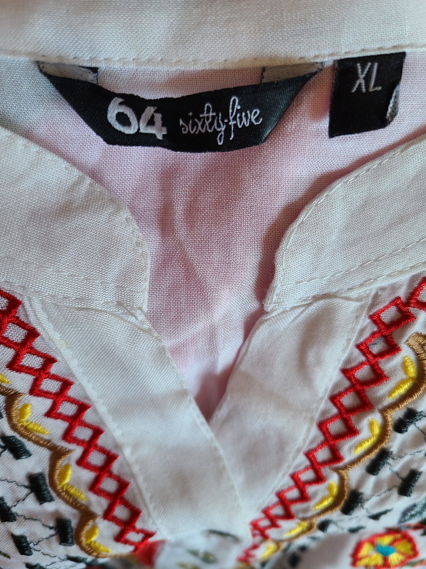 NWT 64 Sixty-Five Brand Embroidered Bohemian Tunic Style Top | Size XL