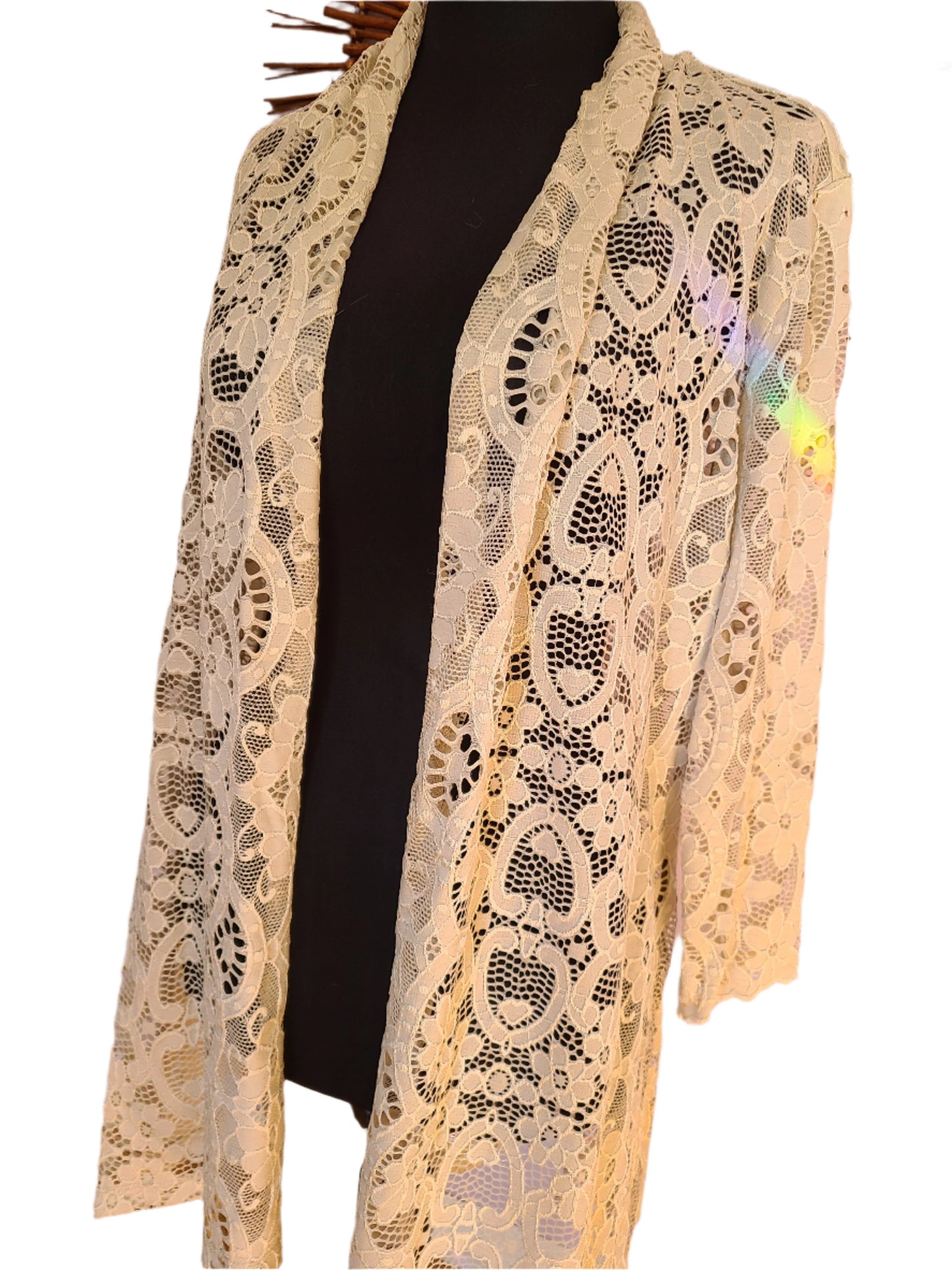 Susan Garver Brand Ivory Lace Cardigan | Size M