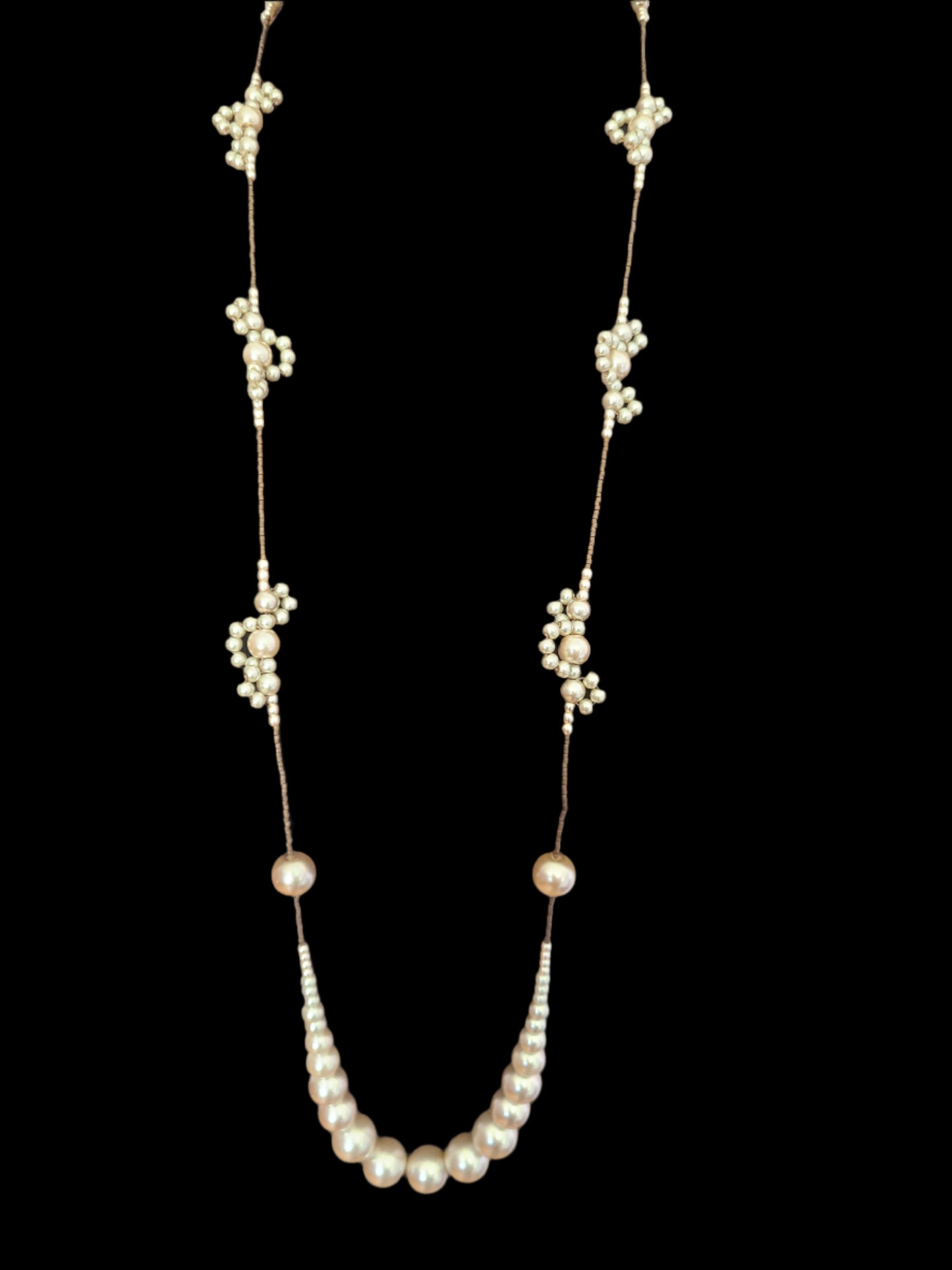 Long Lace Bohemian Pearl Necklace
