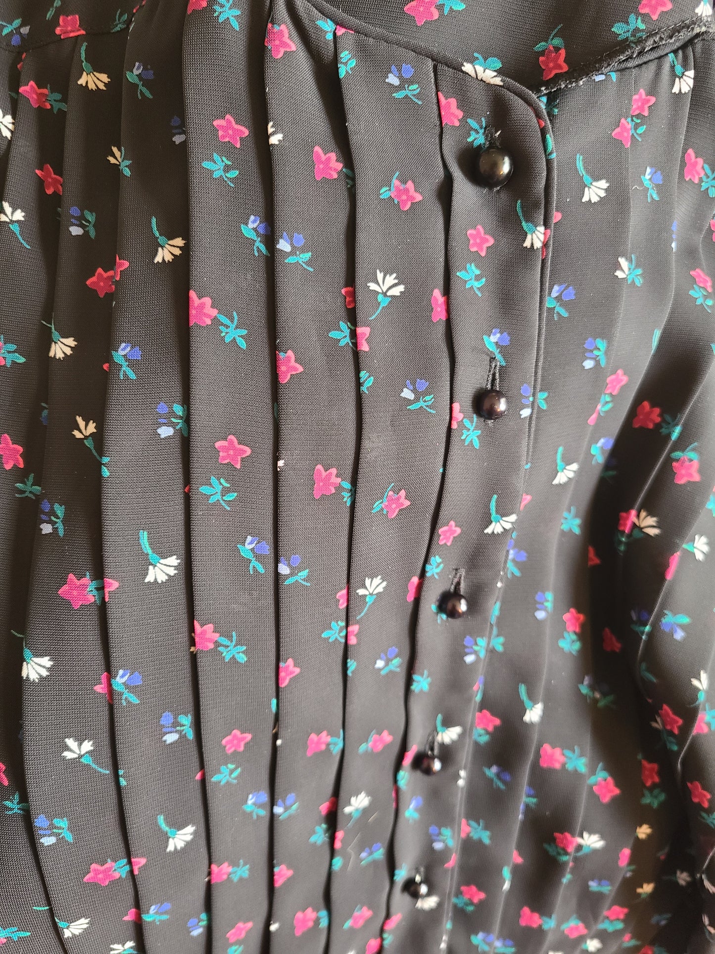 VINTAGE | Sheer Navy Print Midi Dress | Size 13-14