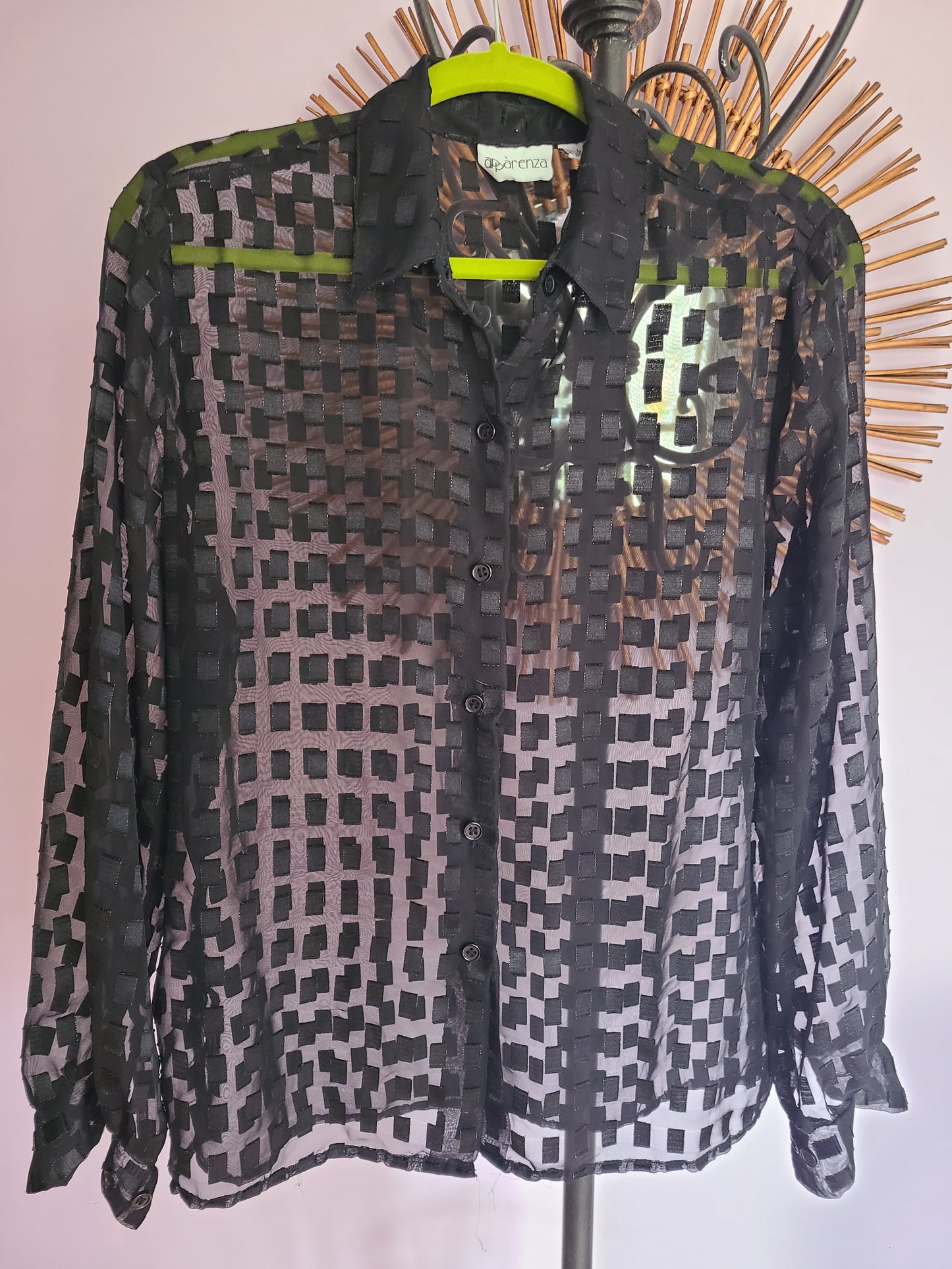 VINTAGE | Sheer Black Blouse | Size Large
