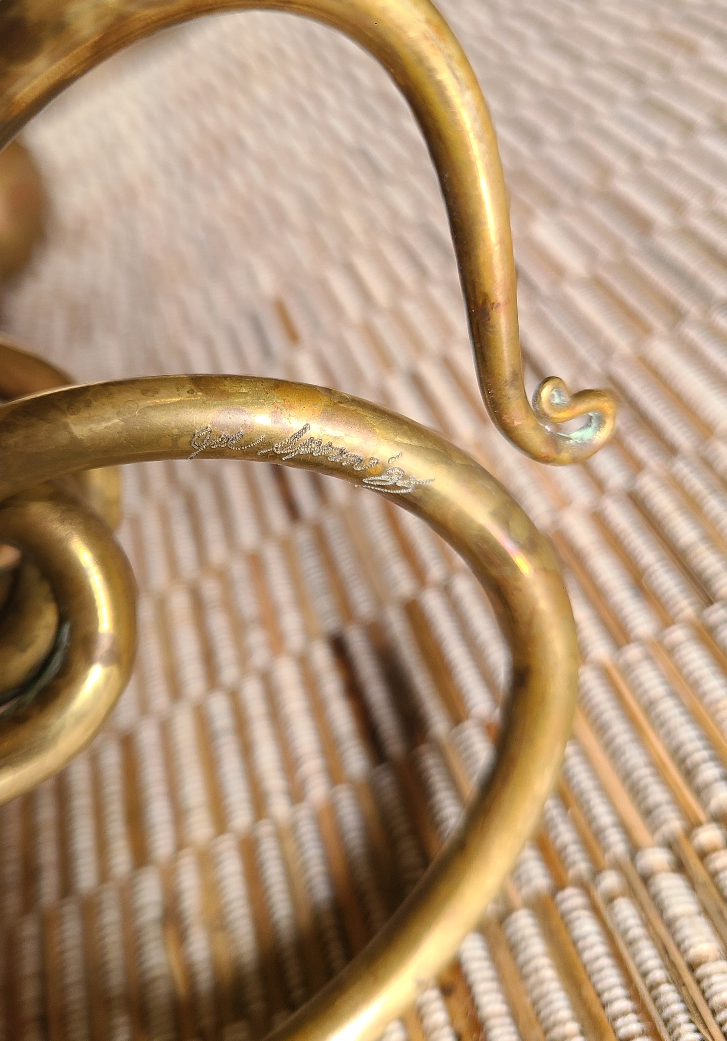 VINTAGE Joe Spoon Metalsmith Brass Three Arm Votive Holder
