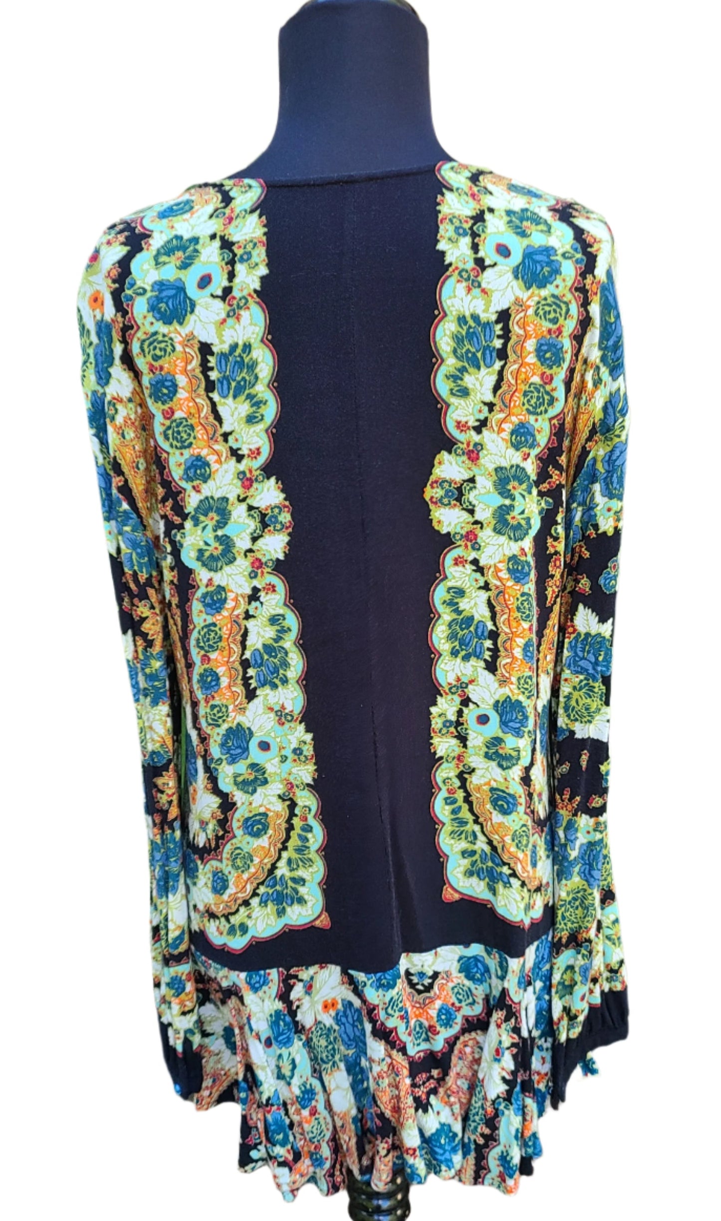 Free People Brand Dark Floral Print Tunic | Size Medium