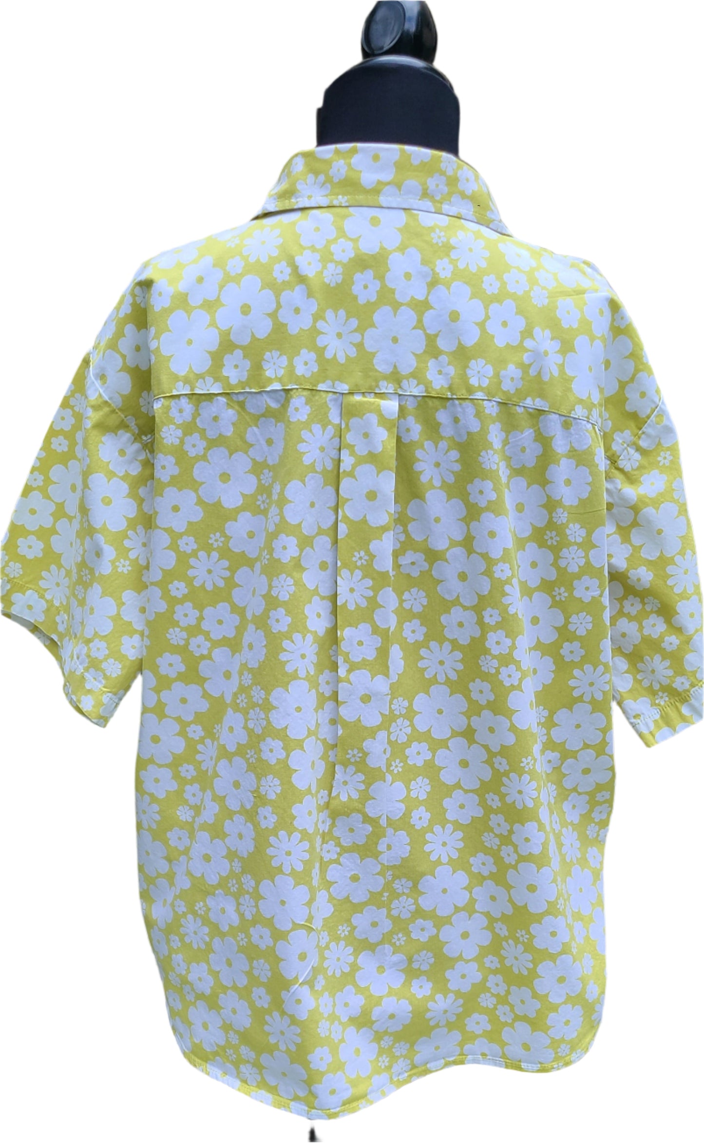 Short Sleeve Flower Power Cotton Blouse | Size Large
