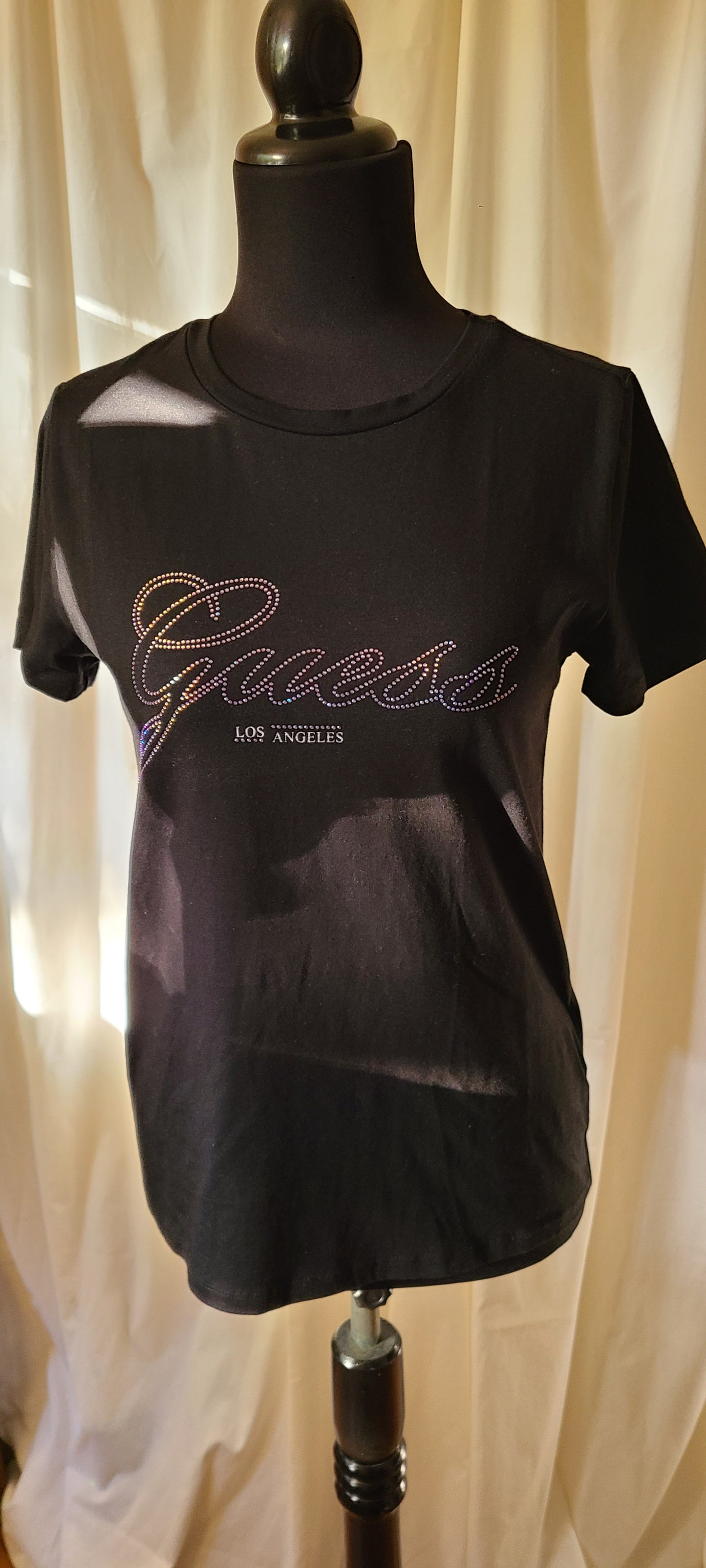 Guess Short Sleeve Embellished Black T-Shirt