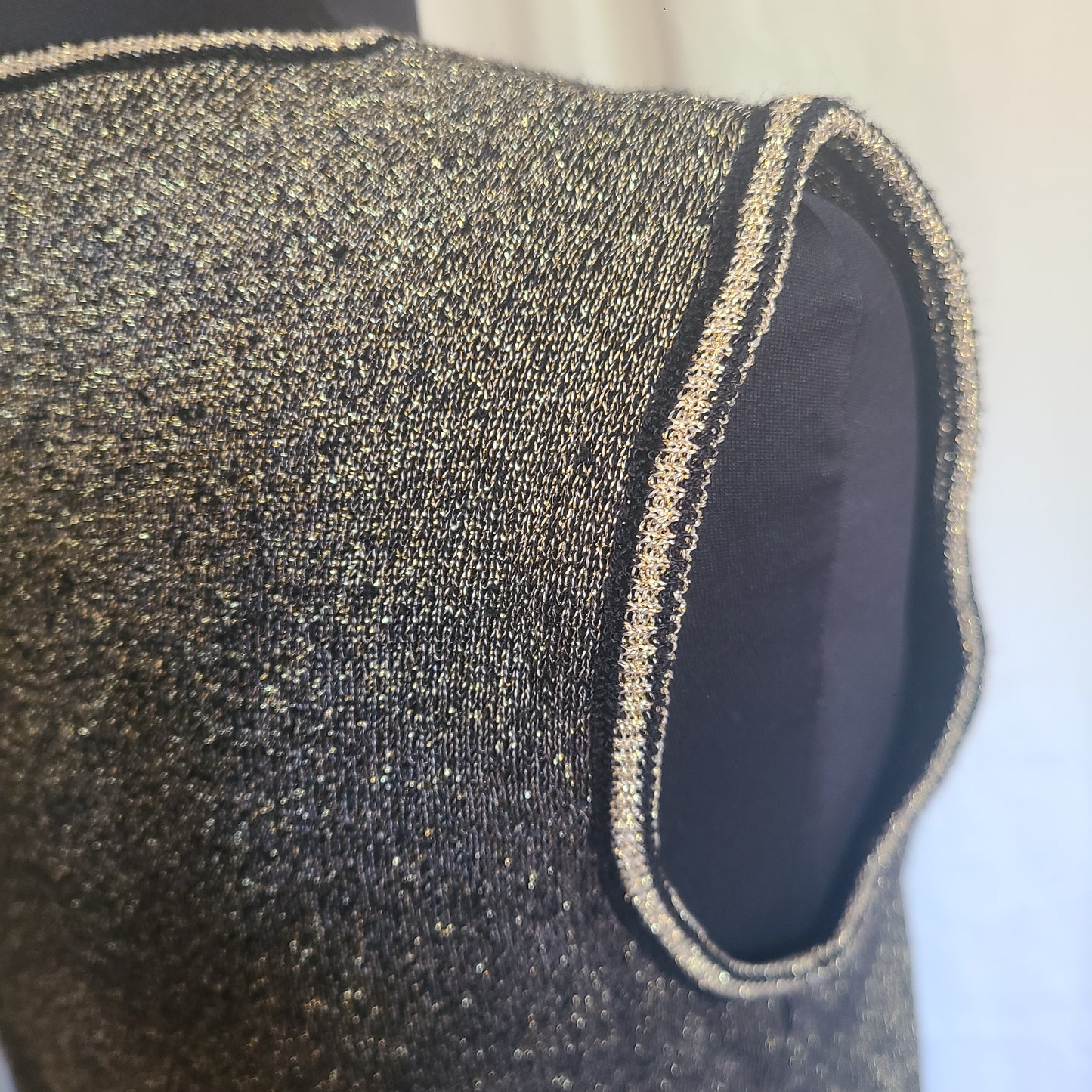 LeRoy Knitwear 70s Gold Black Lurex Vest | Size Small