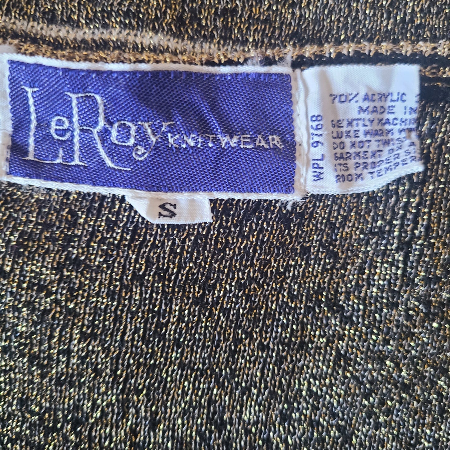 LeRoy Knitwear 70s Gold Black Lurex Vest | Size Small