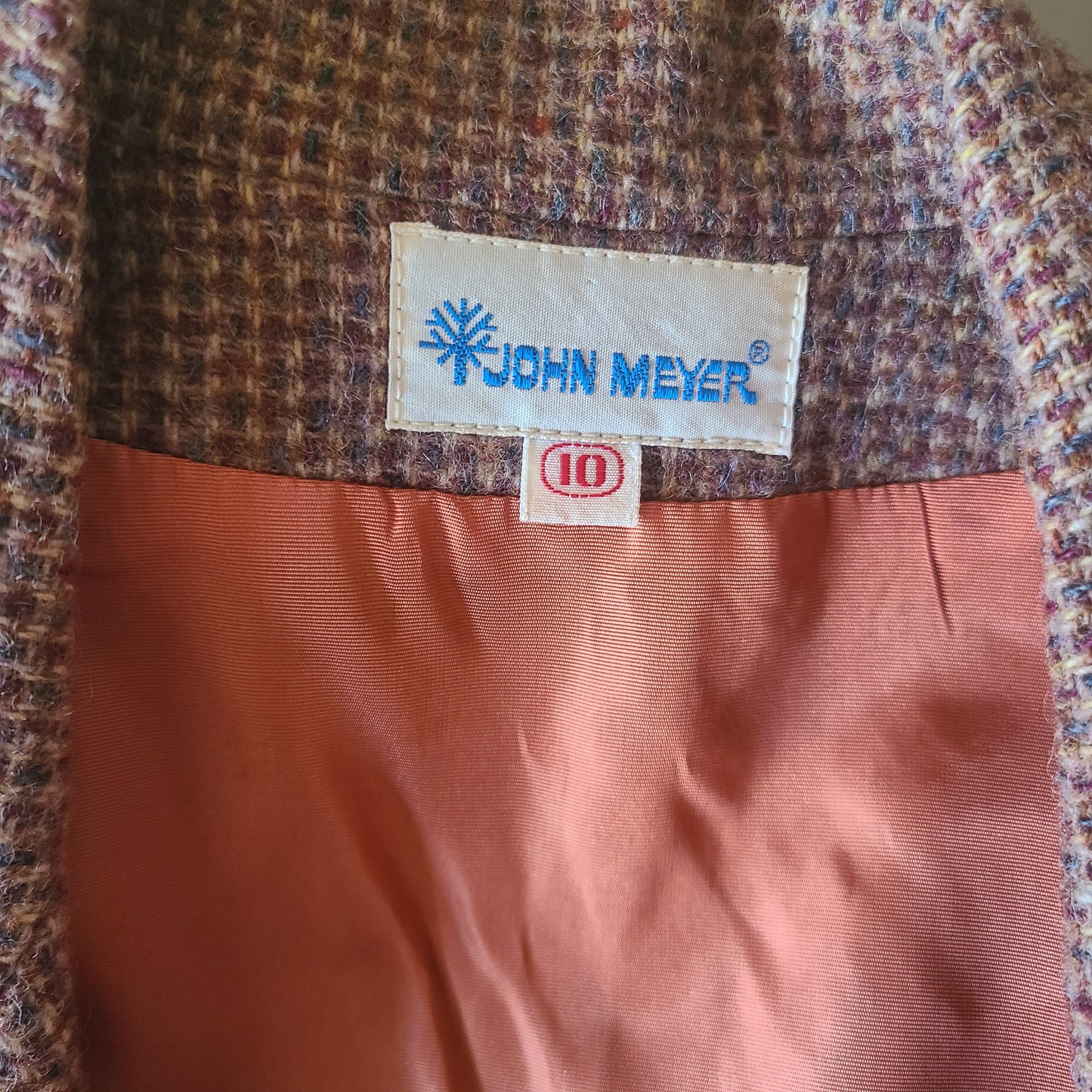Vintage John Meyer Tan Brown Tweed Wool Vest Woman's Size 10