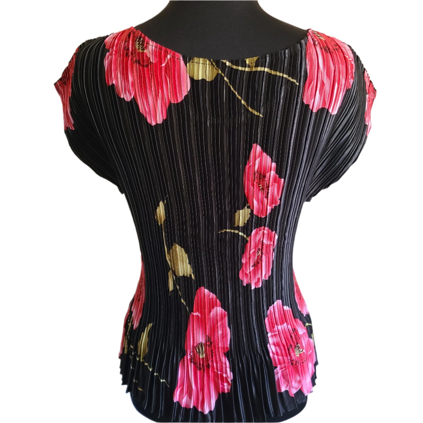90s Graphic Mini Pleat Cap Sleeve Blouse | Size Medium