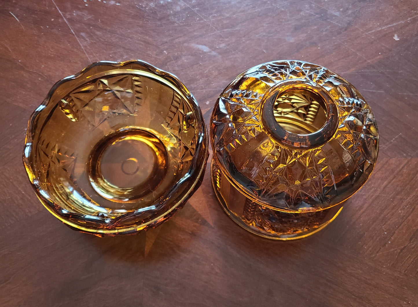 Indiana Glass Stars and Bars Amber Fairy Lamp