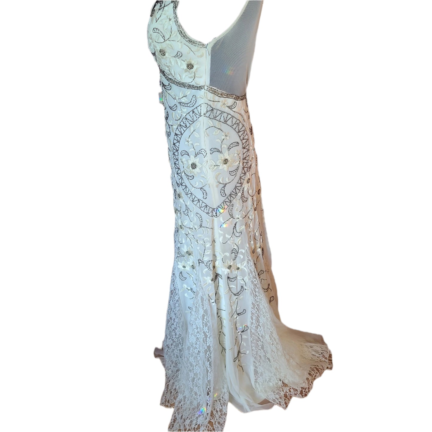 Sue Wong Beaded Lace Ivory Gown \ Size 4