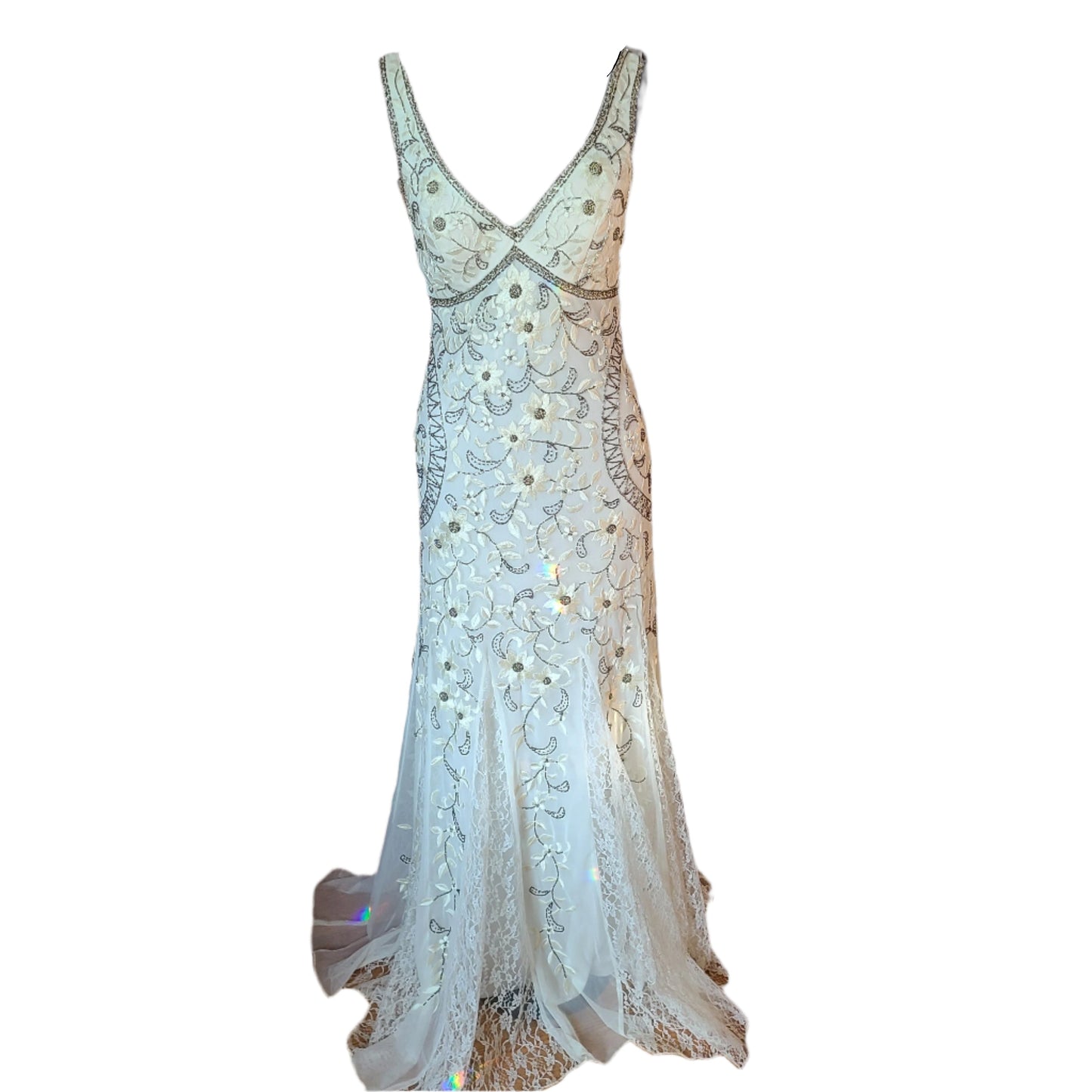 Sue Wong Beaded Lace Ivory Gown \ Size 4