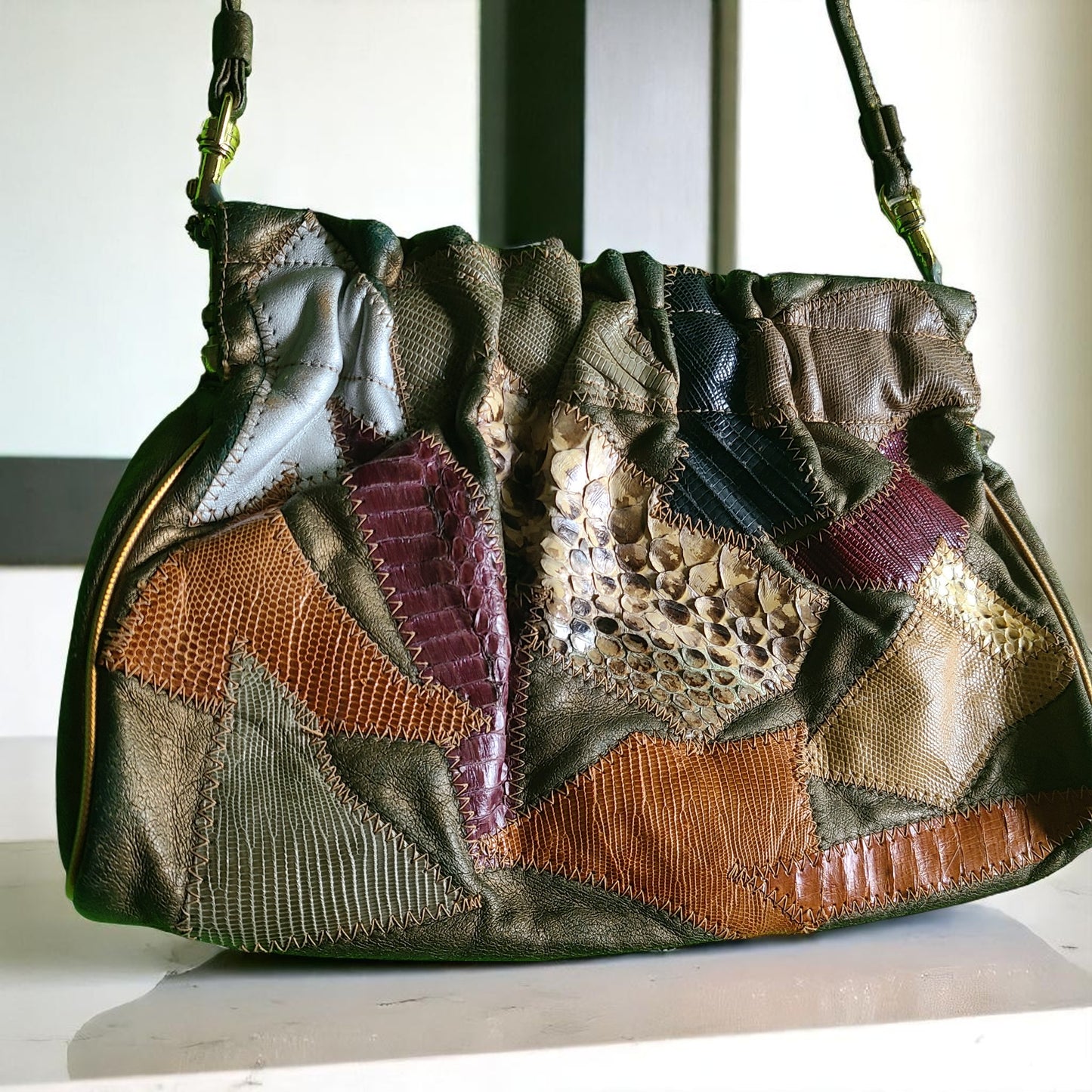 Caprice Leather Patchwork Shoulder Bag