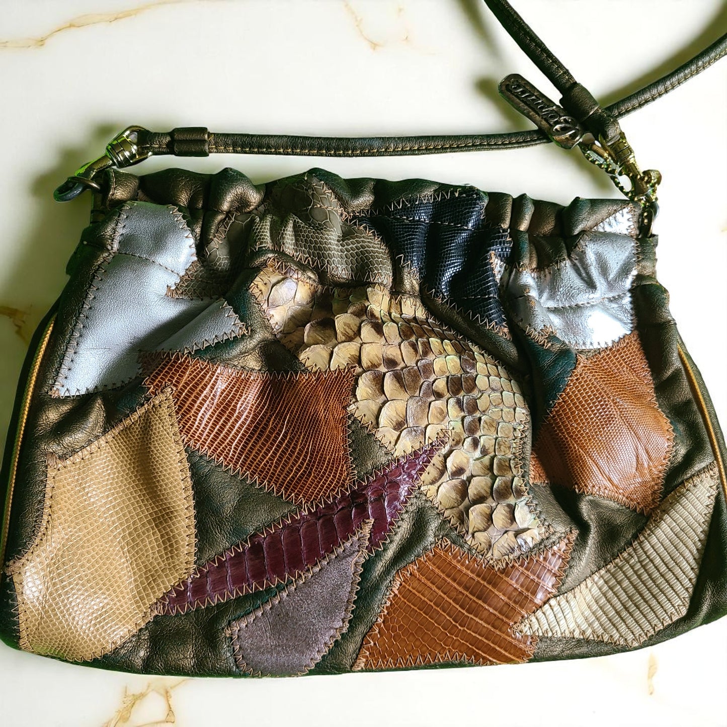 Caprice Leather Patchwork Shoulder Bag