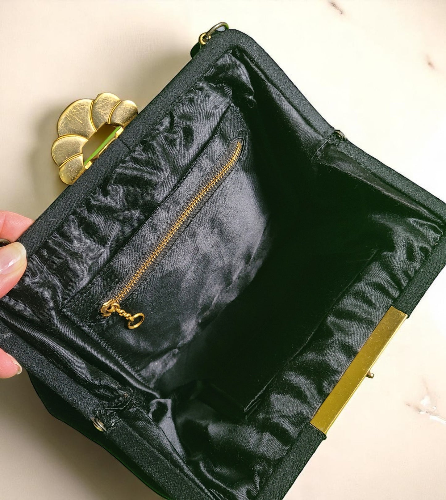 Vintage Black Felted Wool Handbag