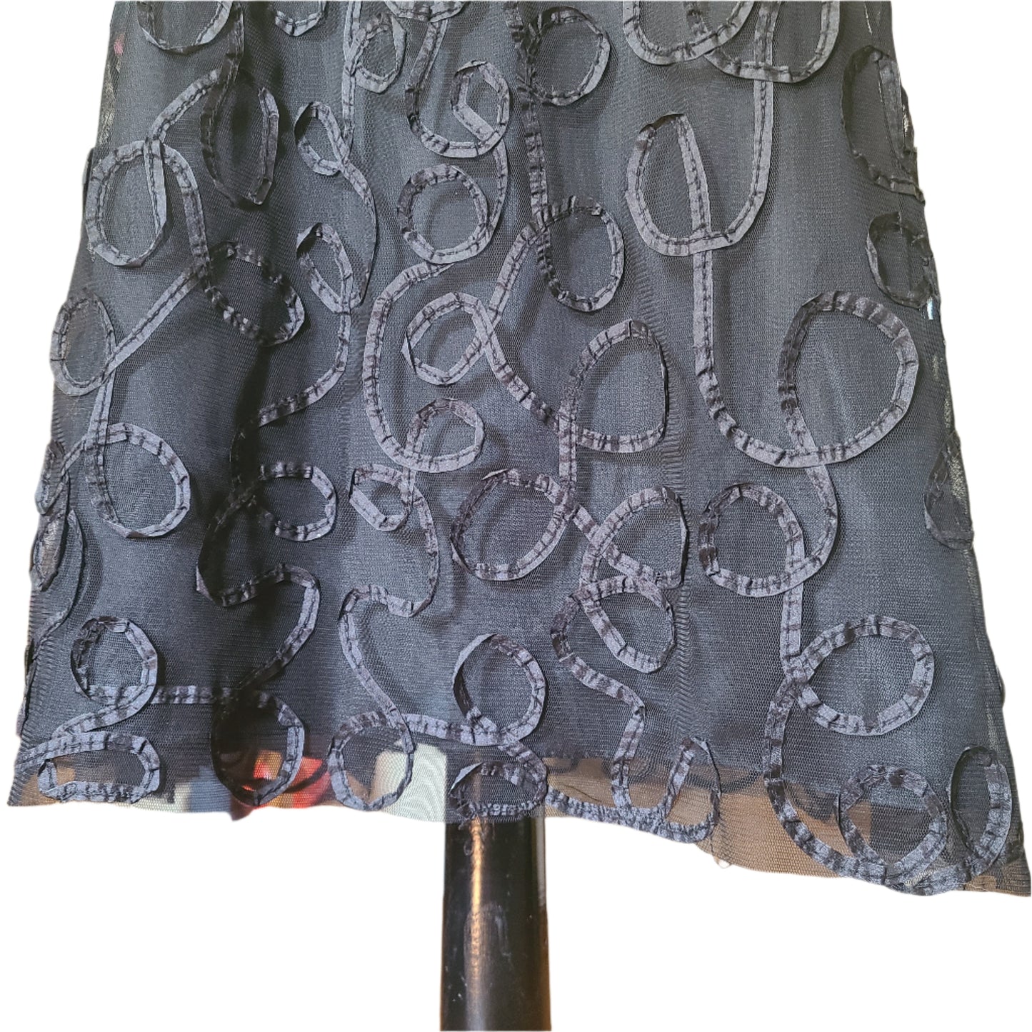 Sunny Leigh '00s Black Sheer Overlay Midi Skirt | Size 12
