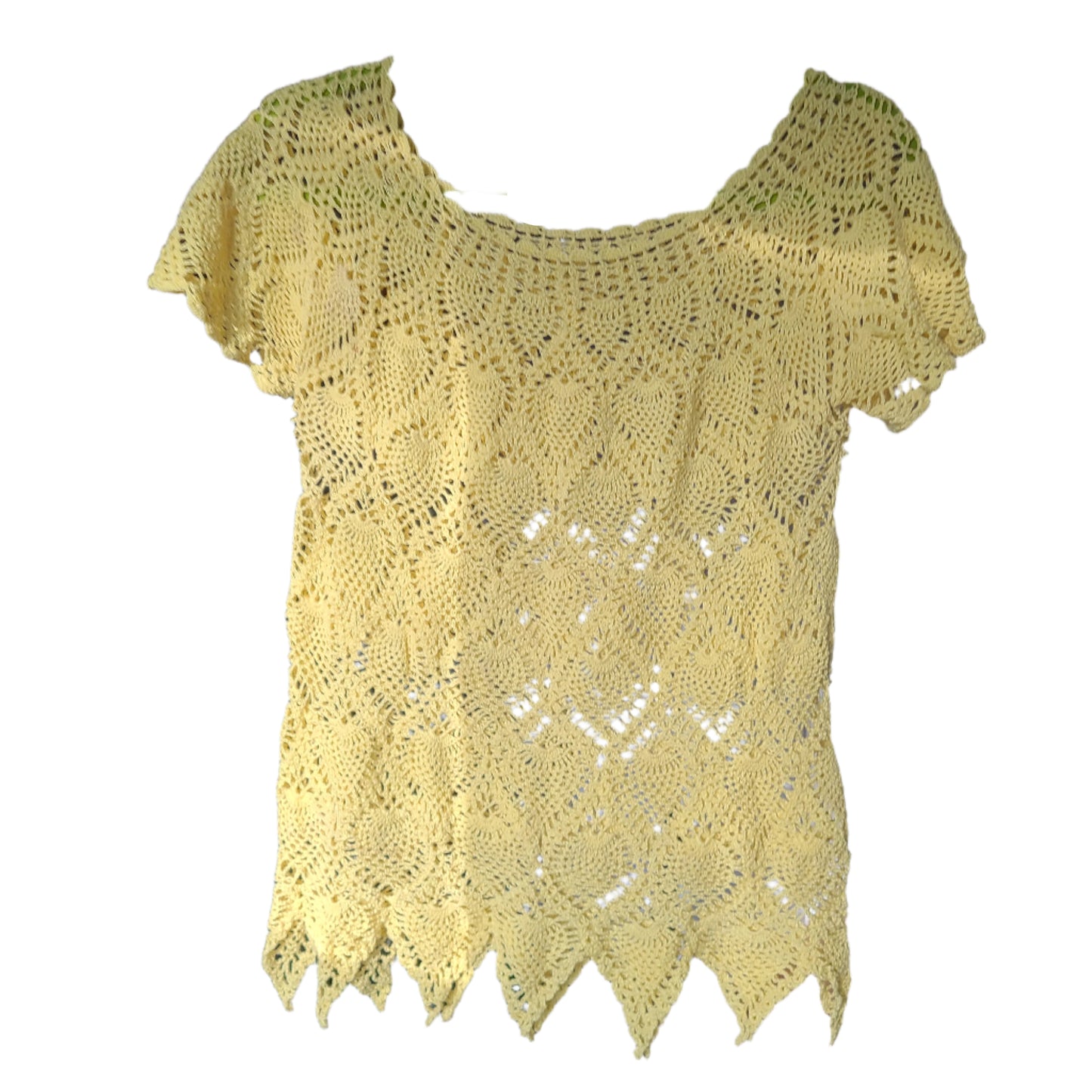 Unbranded Hand Crocheted Yellow Top | Small