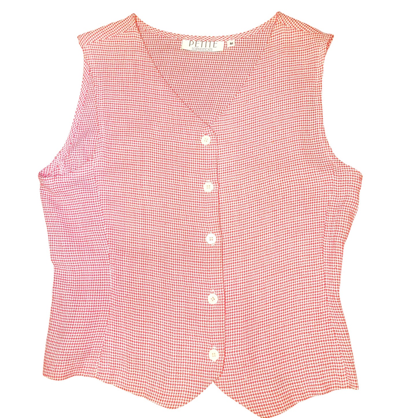 Vintage Petite Sophisticates Tiny Gingham Print Vest | Size M