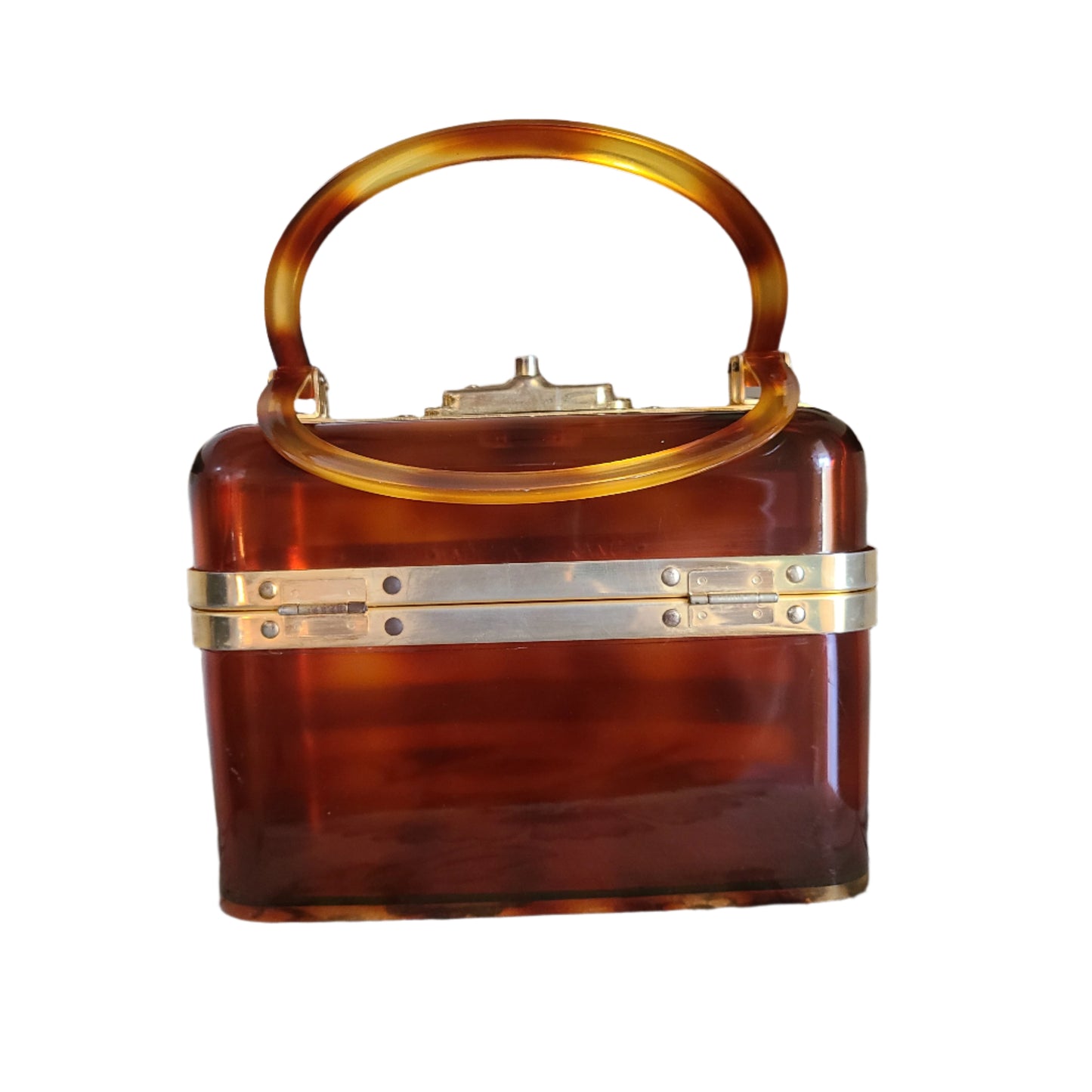 1970s Lucite Faux Tortoise Shell Handbag | Made in France