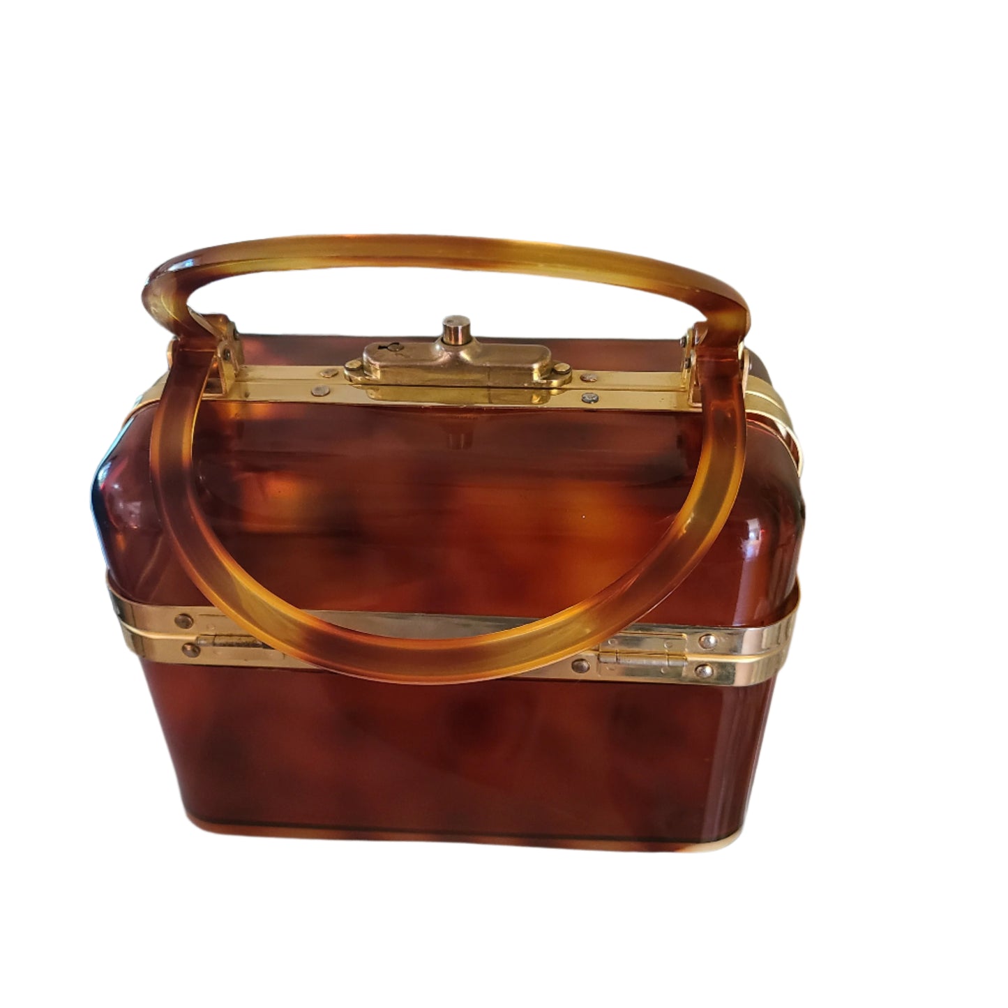 1970s Lucite Faux Tortoise Shell Handbag | Made in France