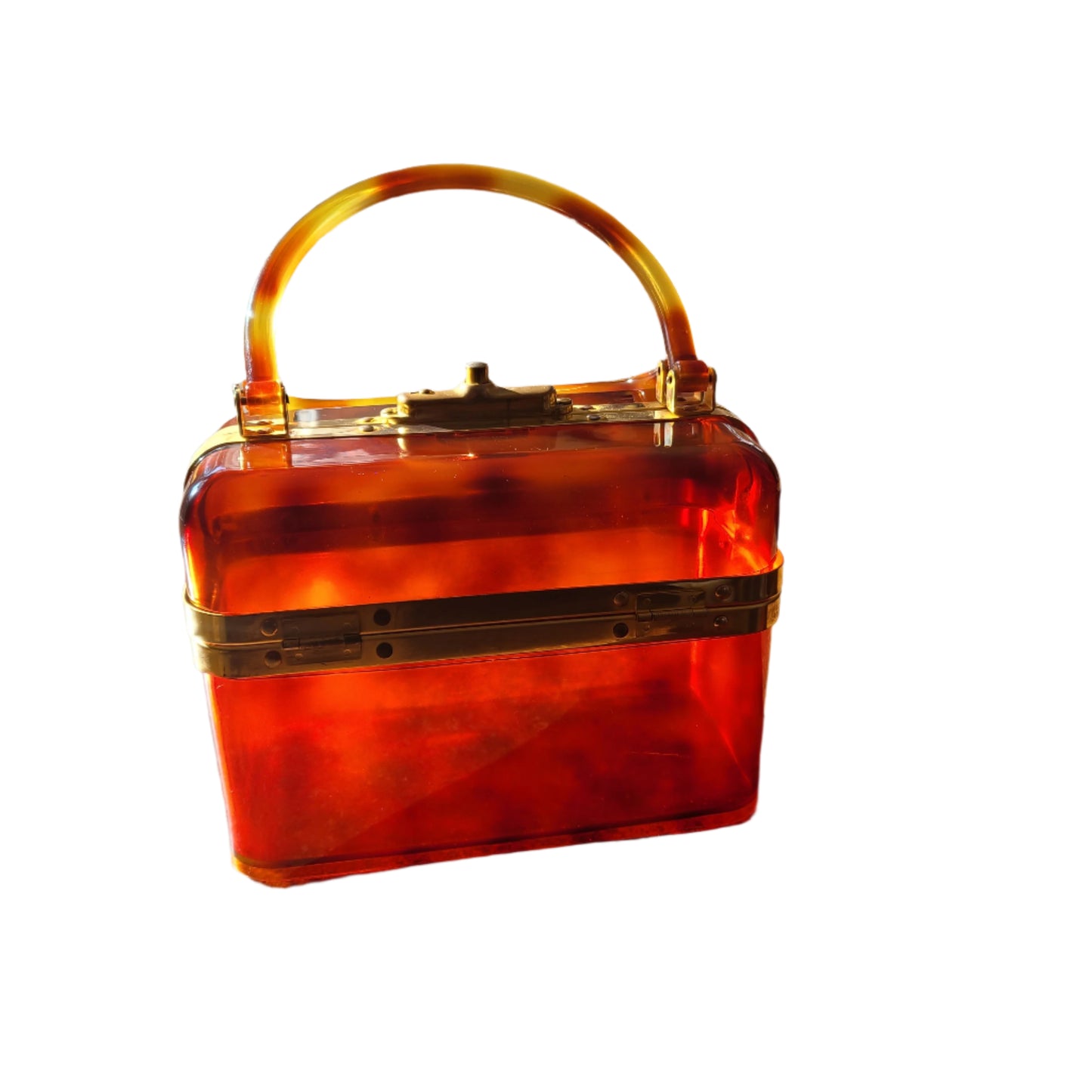 1970s Lucite Faux Tortoise Shell Handbag | Made in France