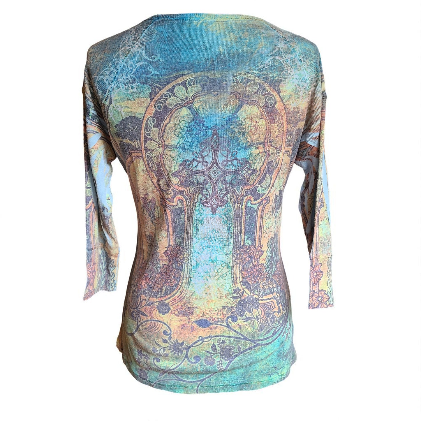 Embellished Boho Chic Henley Top | Size Small