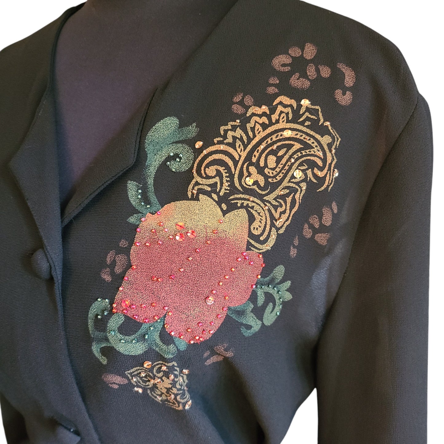 Karin Stevens Sheer Embellished Cardigan | Size 14