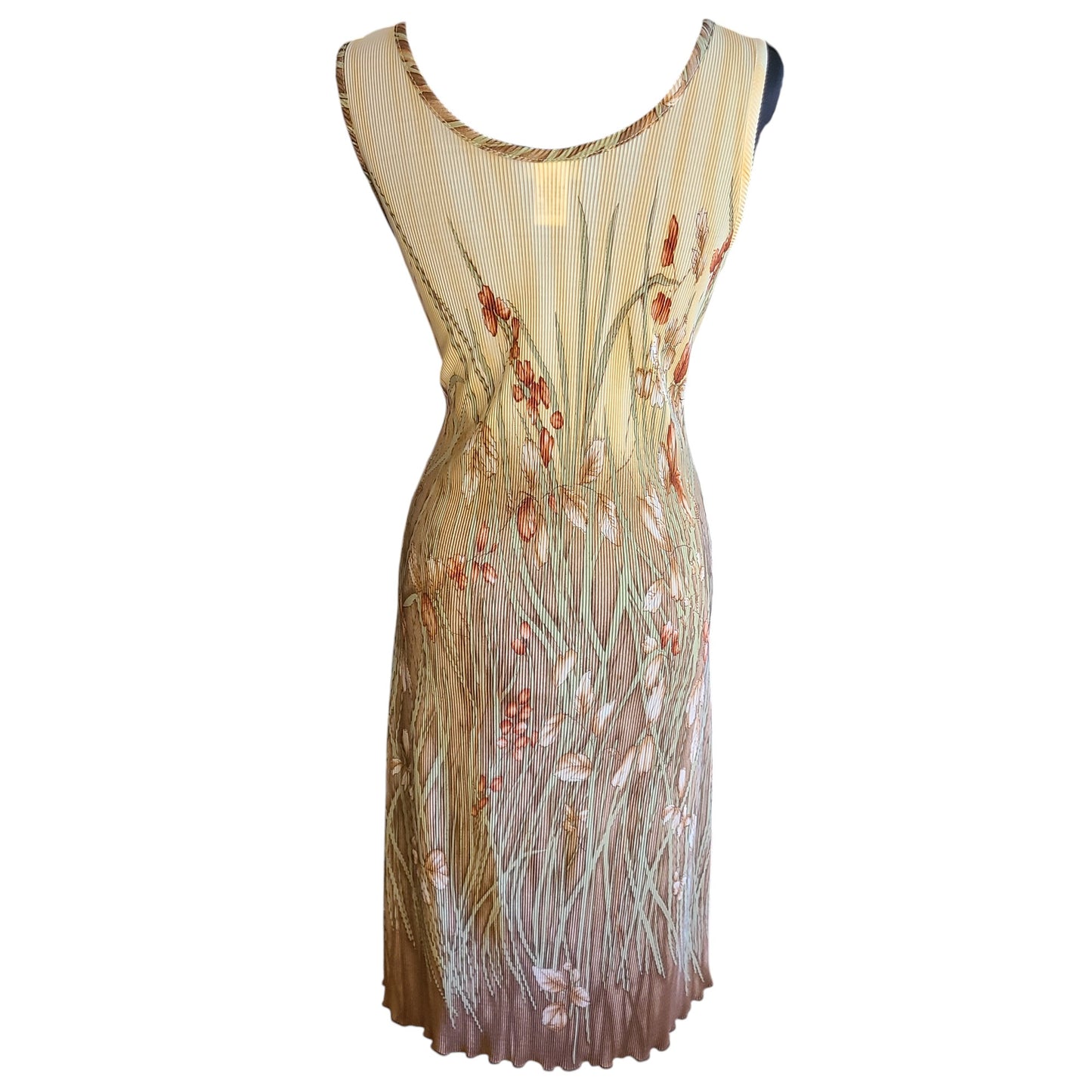 La Féte 90s Plisse Sleeveless Floral Midi Dress | Size Medium