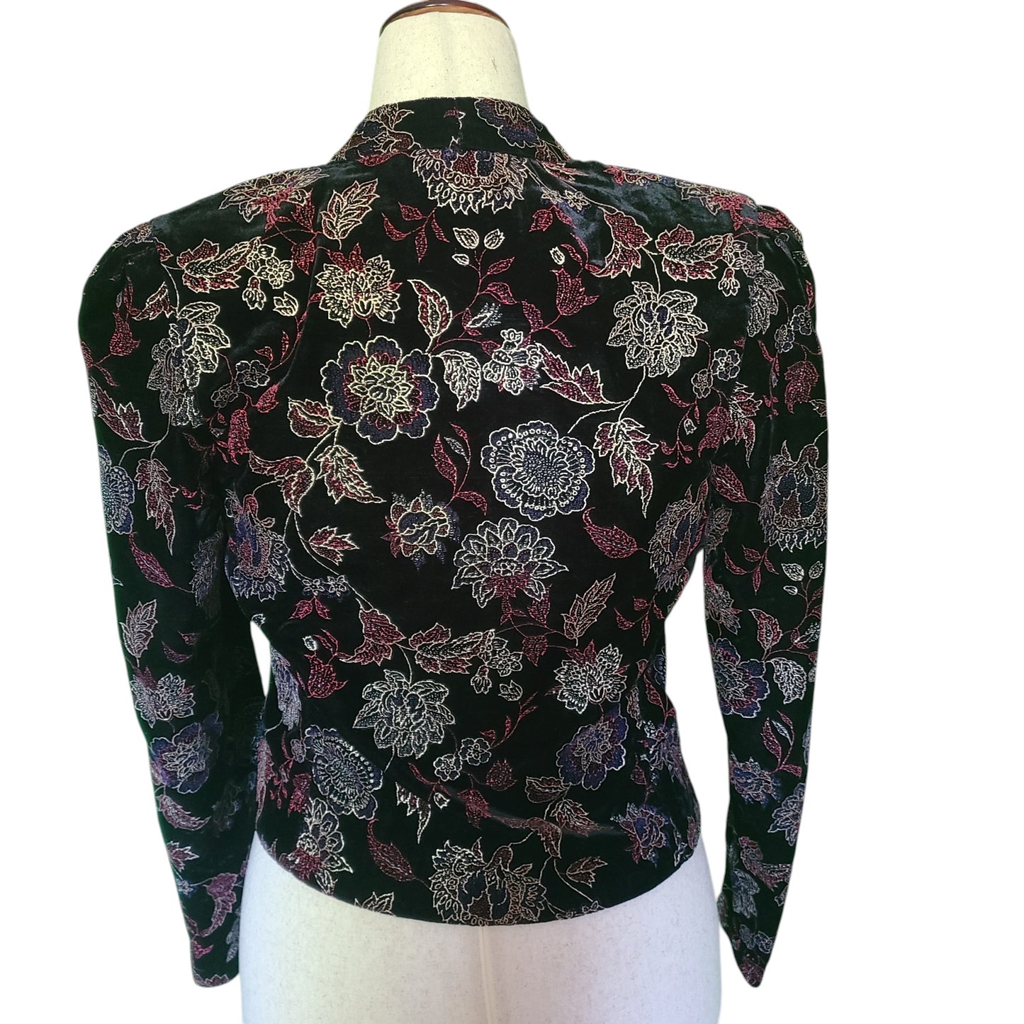 Another Thyme 70s Black Velvet Embossed Jacket | Size 8