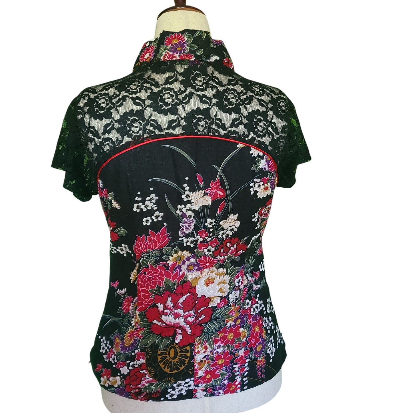 DELIXLAO Asian Multi-Patterned Blouse | Size Medium