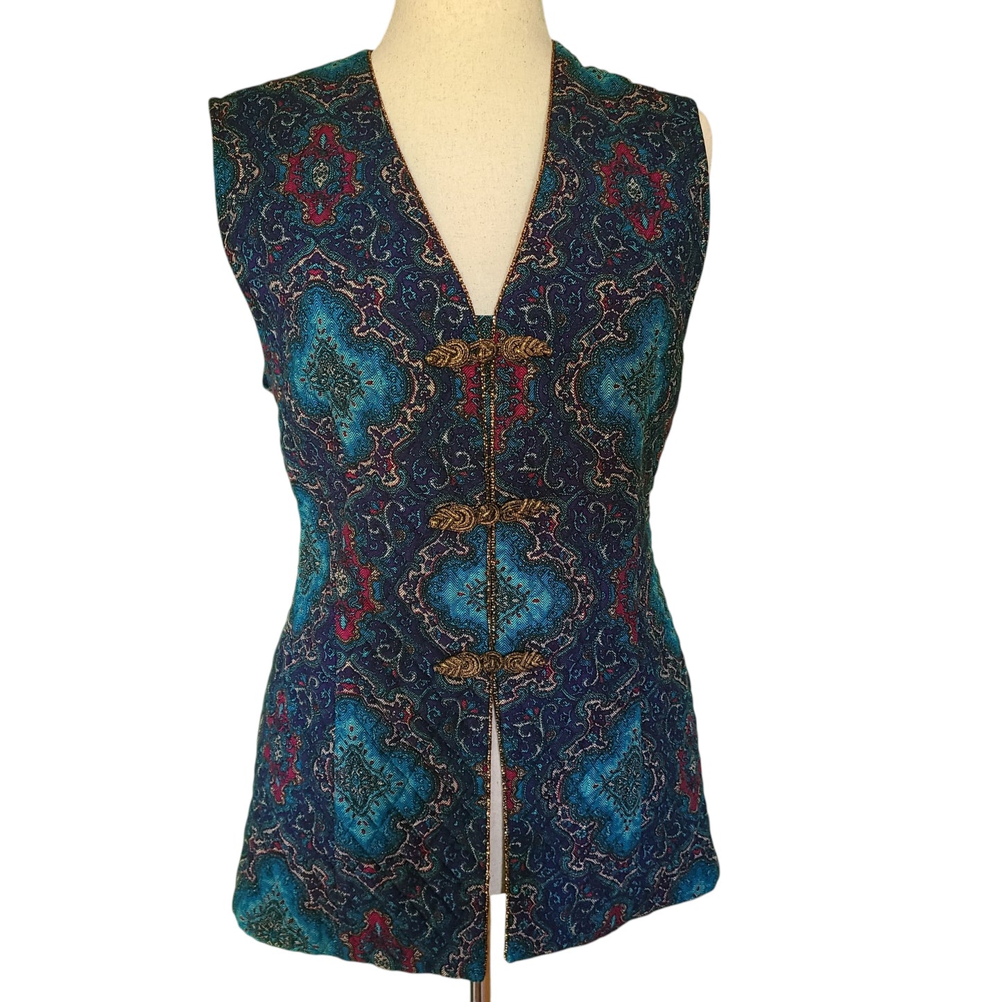 John Roberts Quilted Baroque Pattern Vest | Size Large