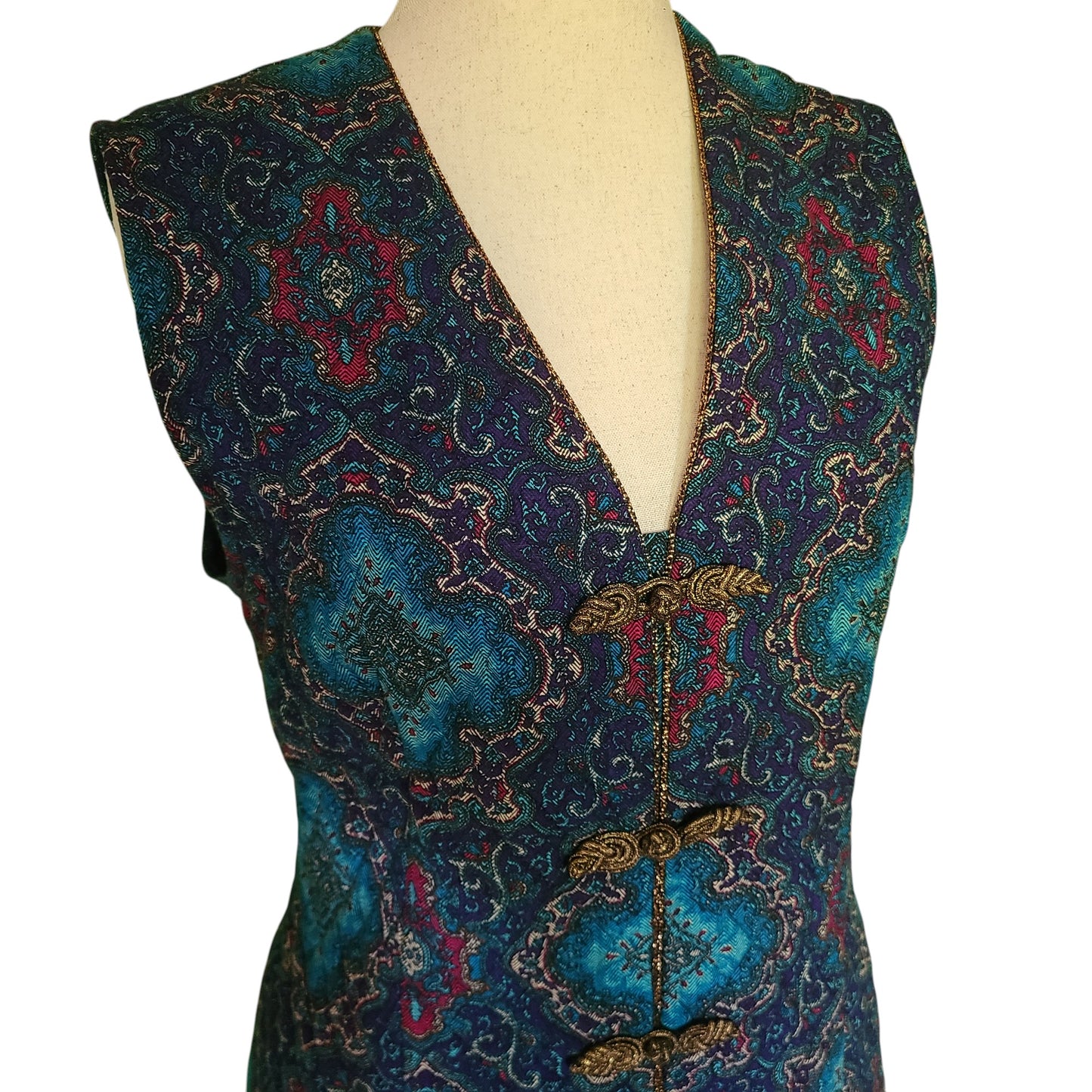 John Roberts Quilted Baroque Pattern Vest | Size Large