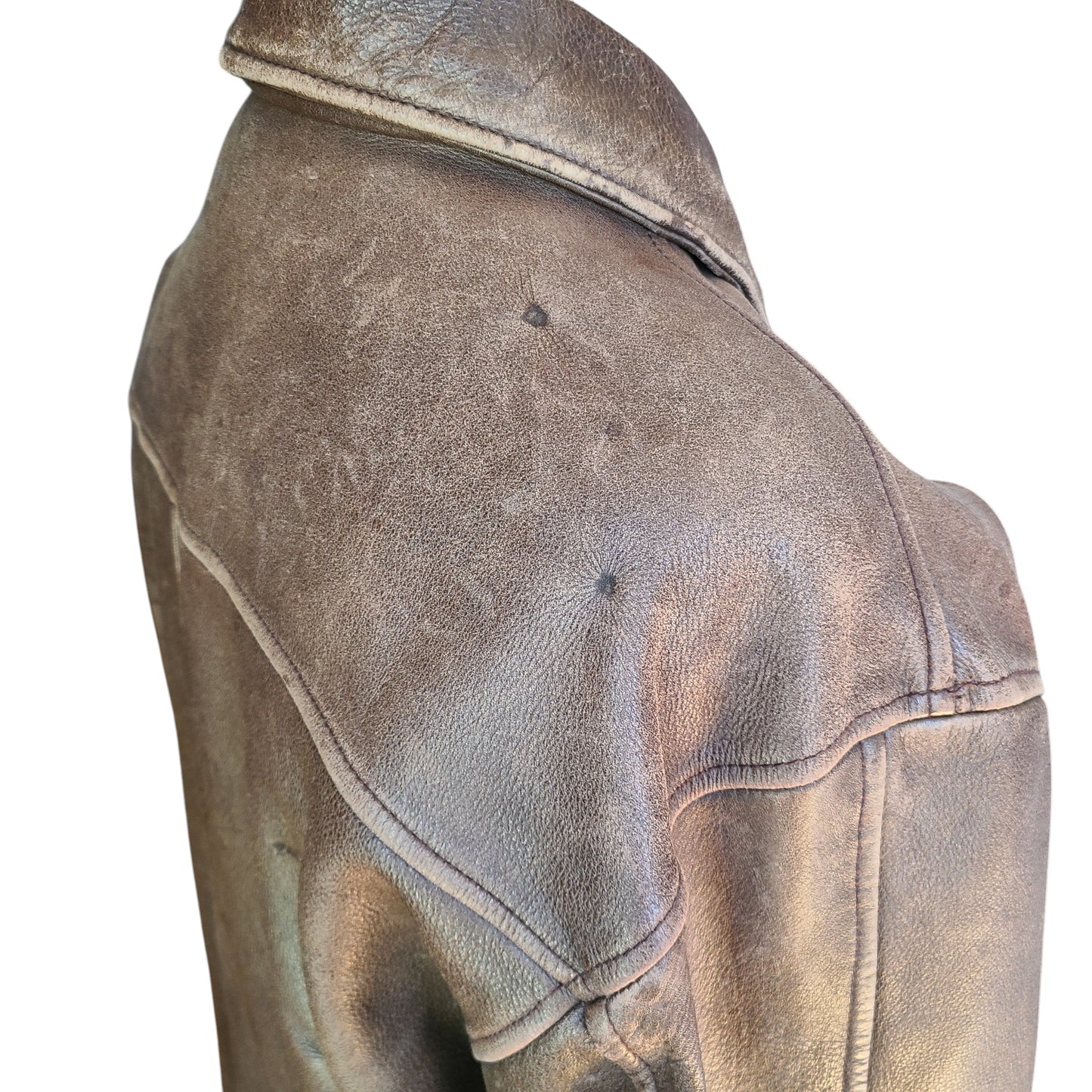 Brandon Thomas Distressed Brown Leather Jacket | Size Medium