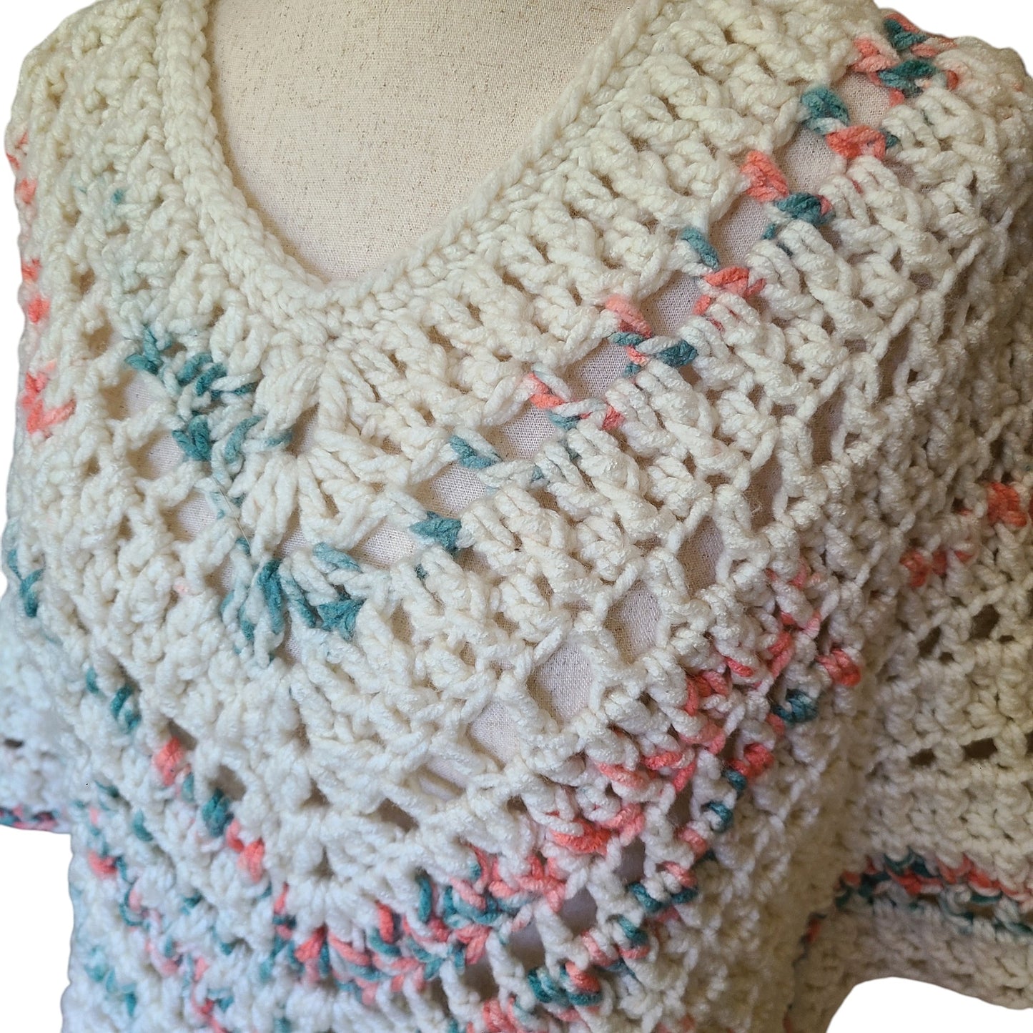 Hand Crocheted Acrylic Poncho | One Size