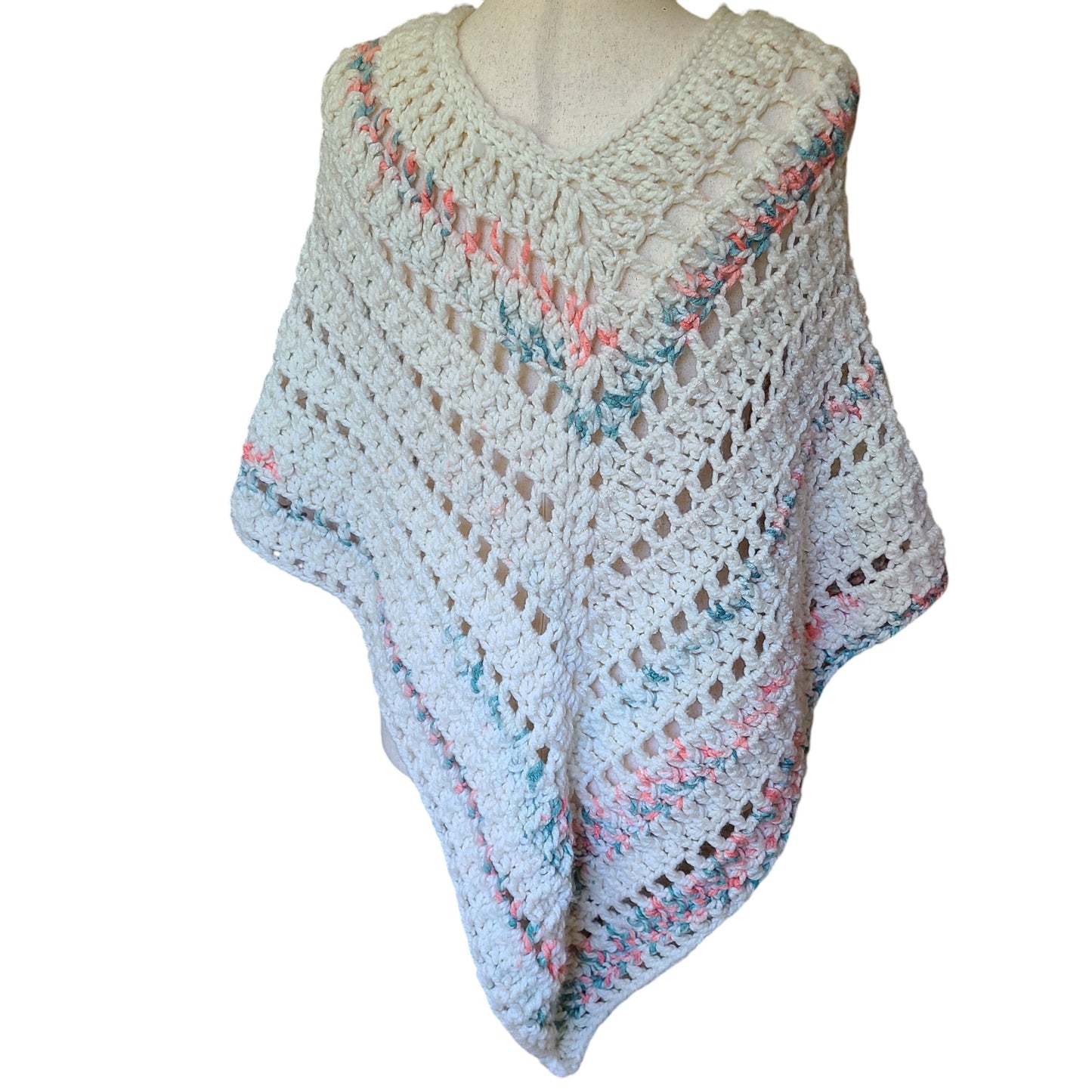 Hand Crocheted Acrylic Poncho | One Size