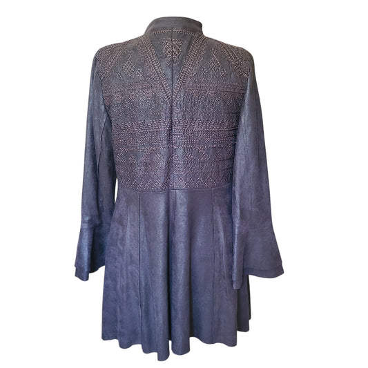 Vocal Faux Suede Front Tie Lace Detail Jacket | Size Large