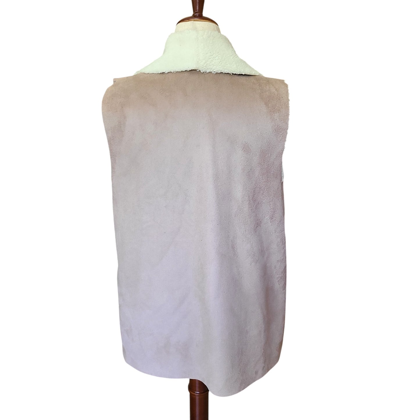 Susina Waterfall Faux Suede Taupe Vest | Size Large