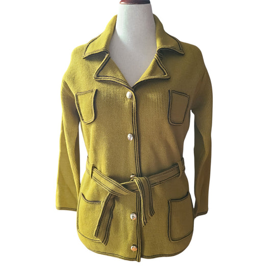 Hand Loomed 70s Sweater Blazer Jacket | Size Medium