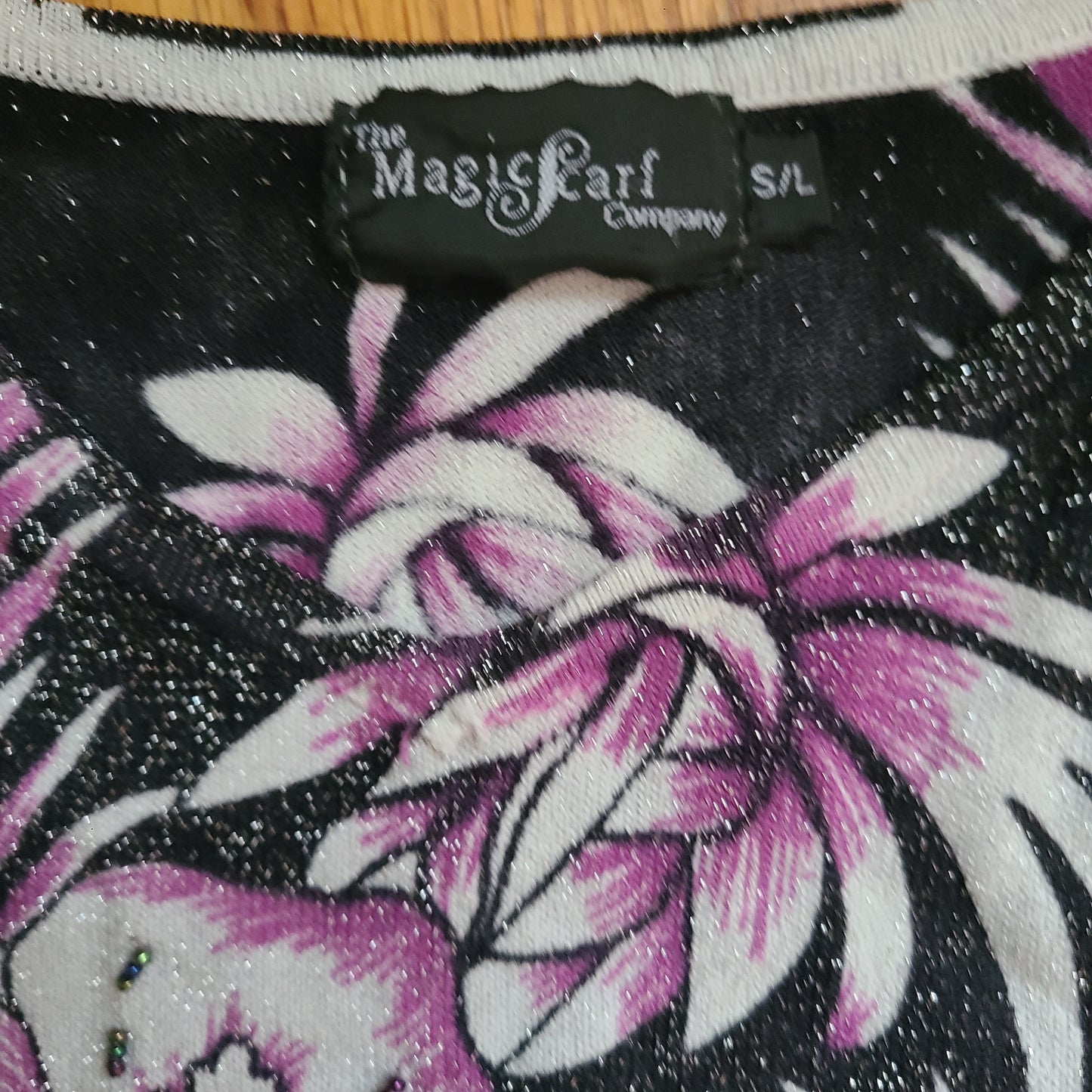 Magic Scarf 90s Embellished Lurex Orchid Top | Size S\M