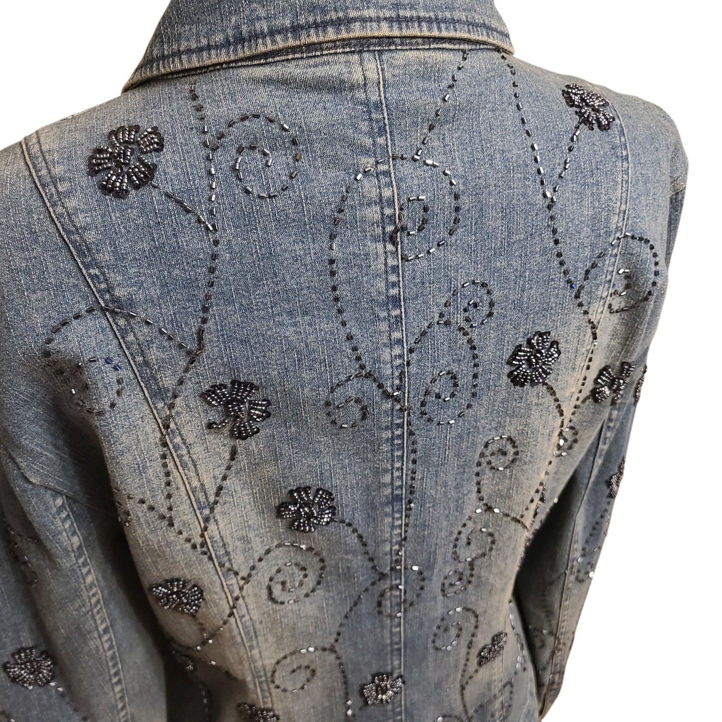 NWT Flashback Couture Beaded Denim Jacket | Size Petite Small