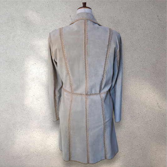 Newport News Suede & Crochet Coat